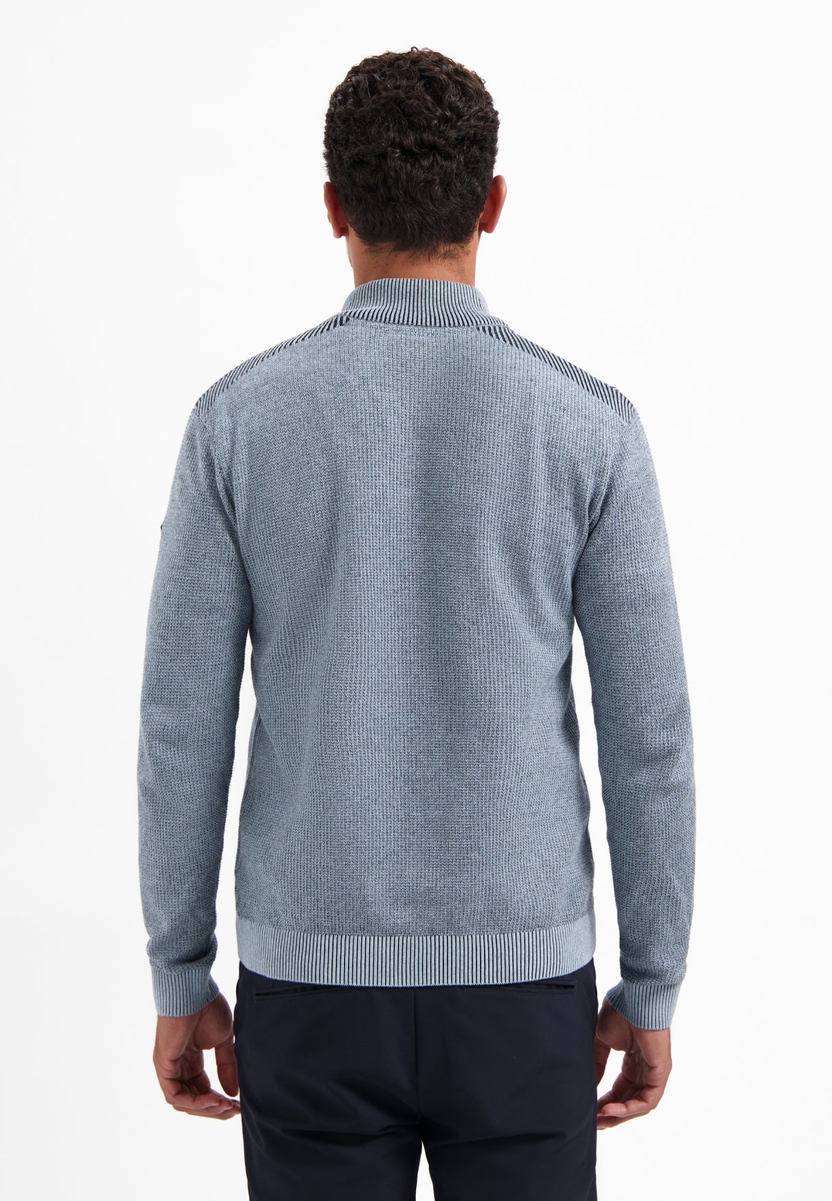 Pullover Half Zip Plated Structure Knit