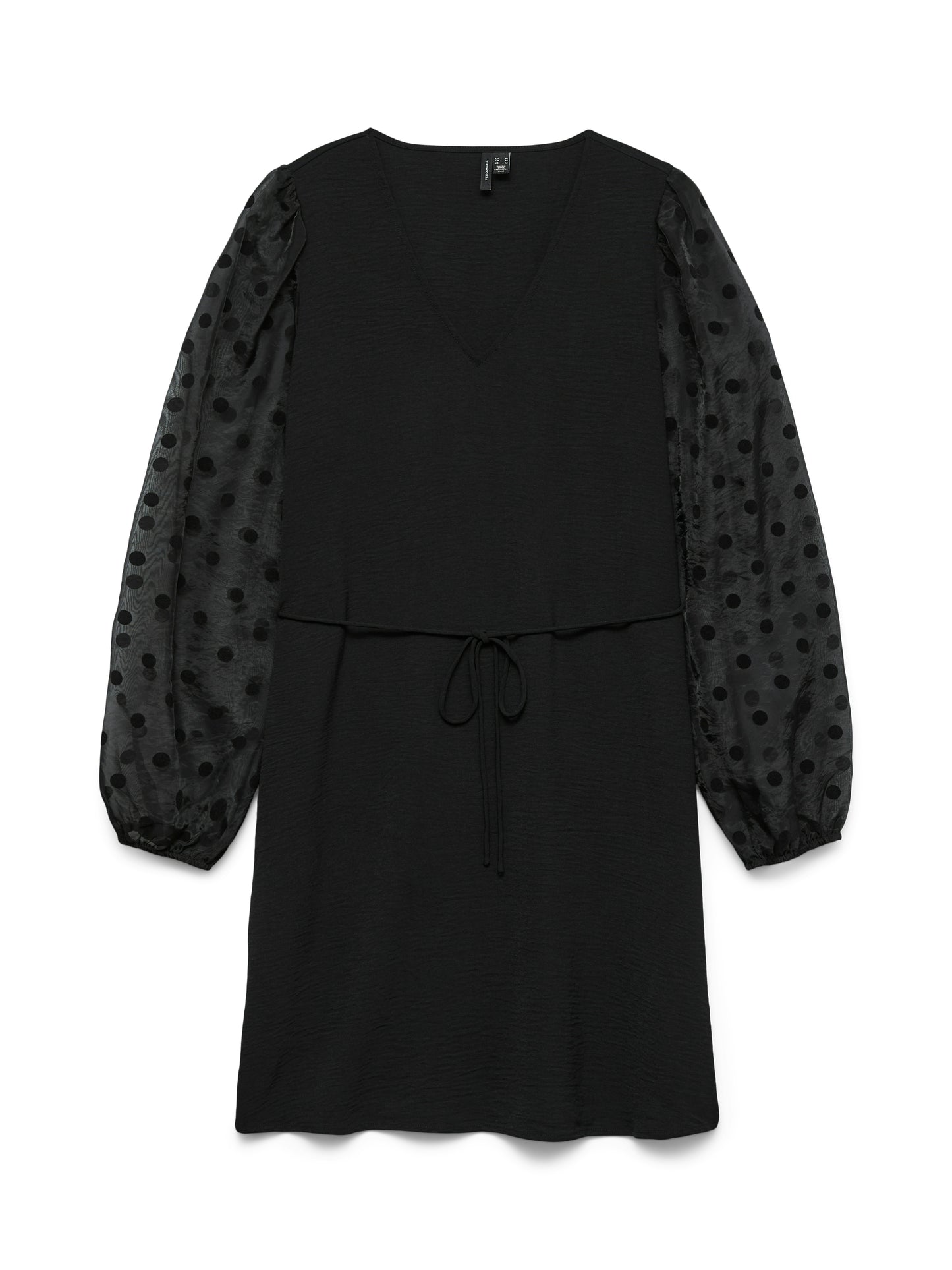 VMALVA DETAIL LS V-NECK SHORT DRESS WVN