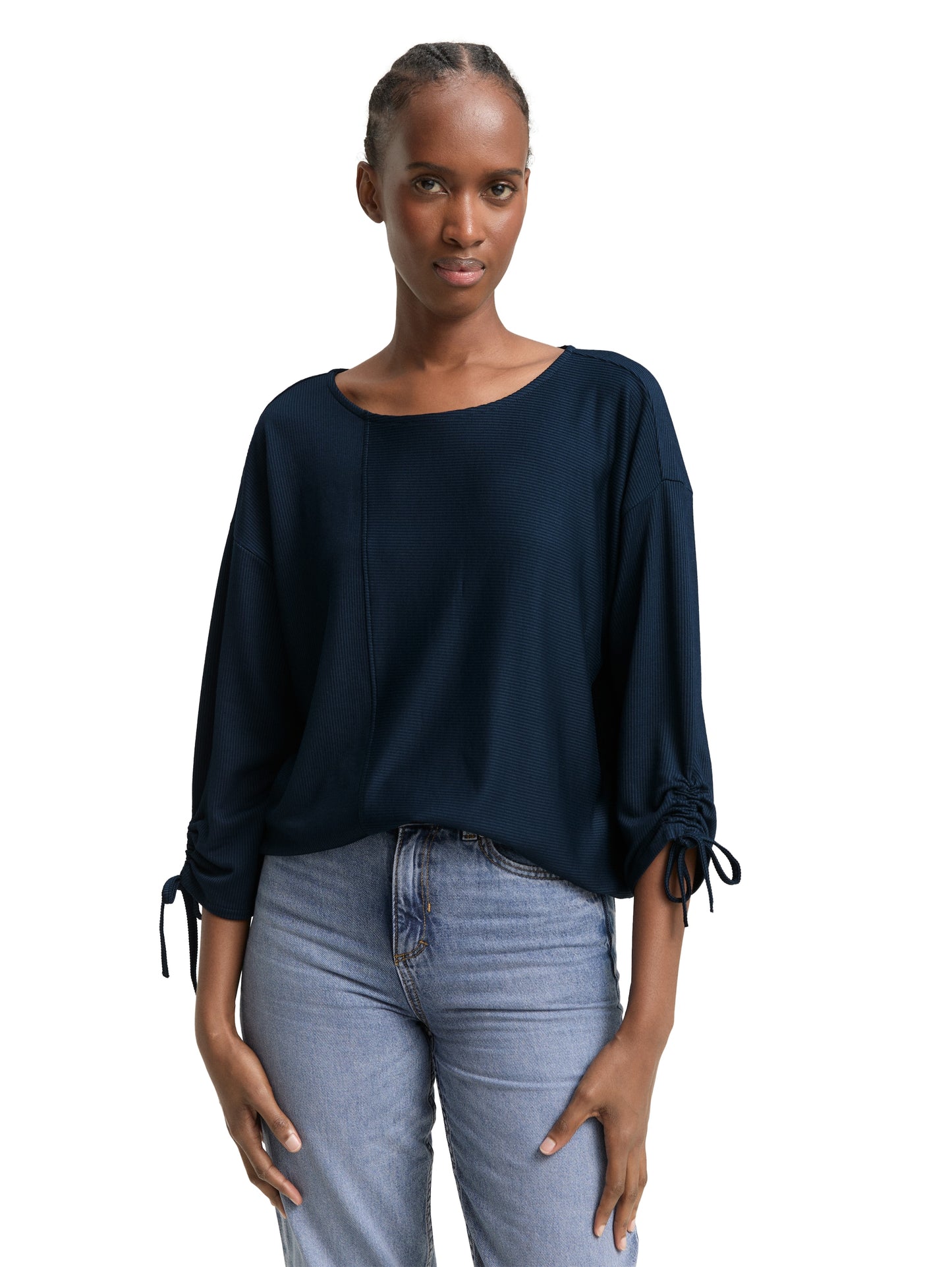 Loose Fit Langarmshirt mit Raffärmeln