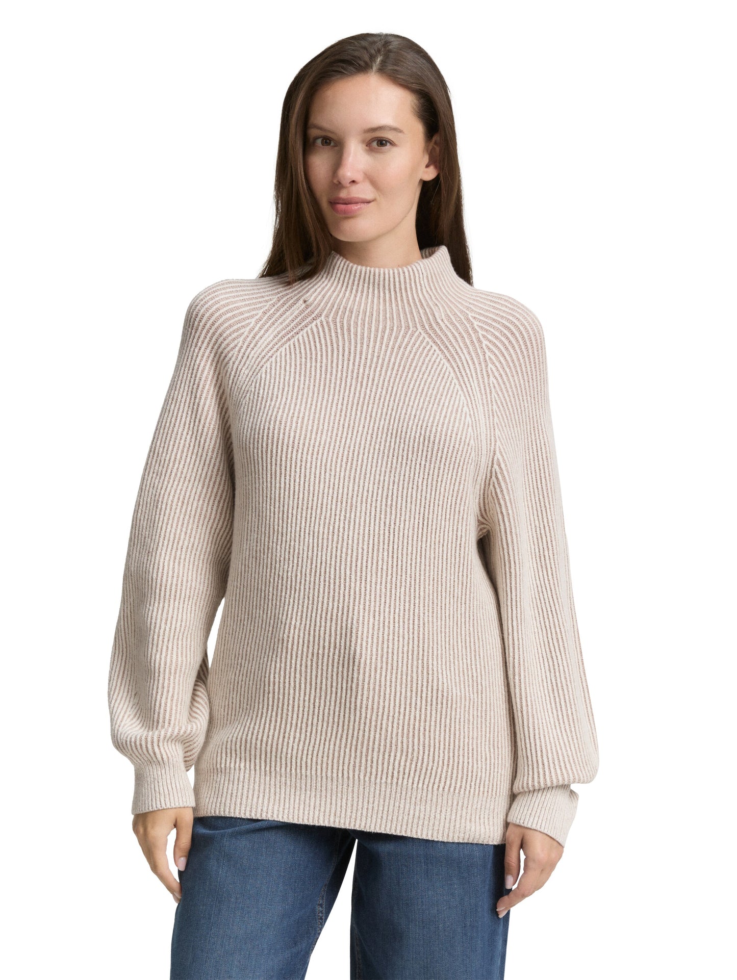 Loose Fit Strickpullover mit Stehkragen