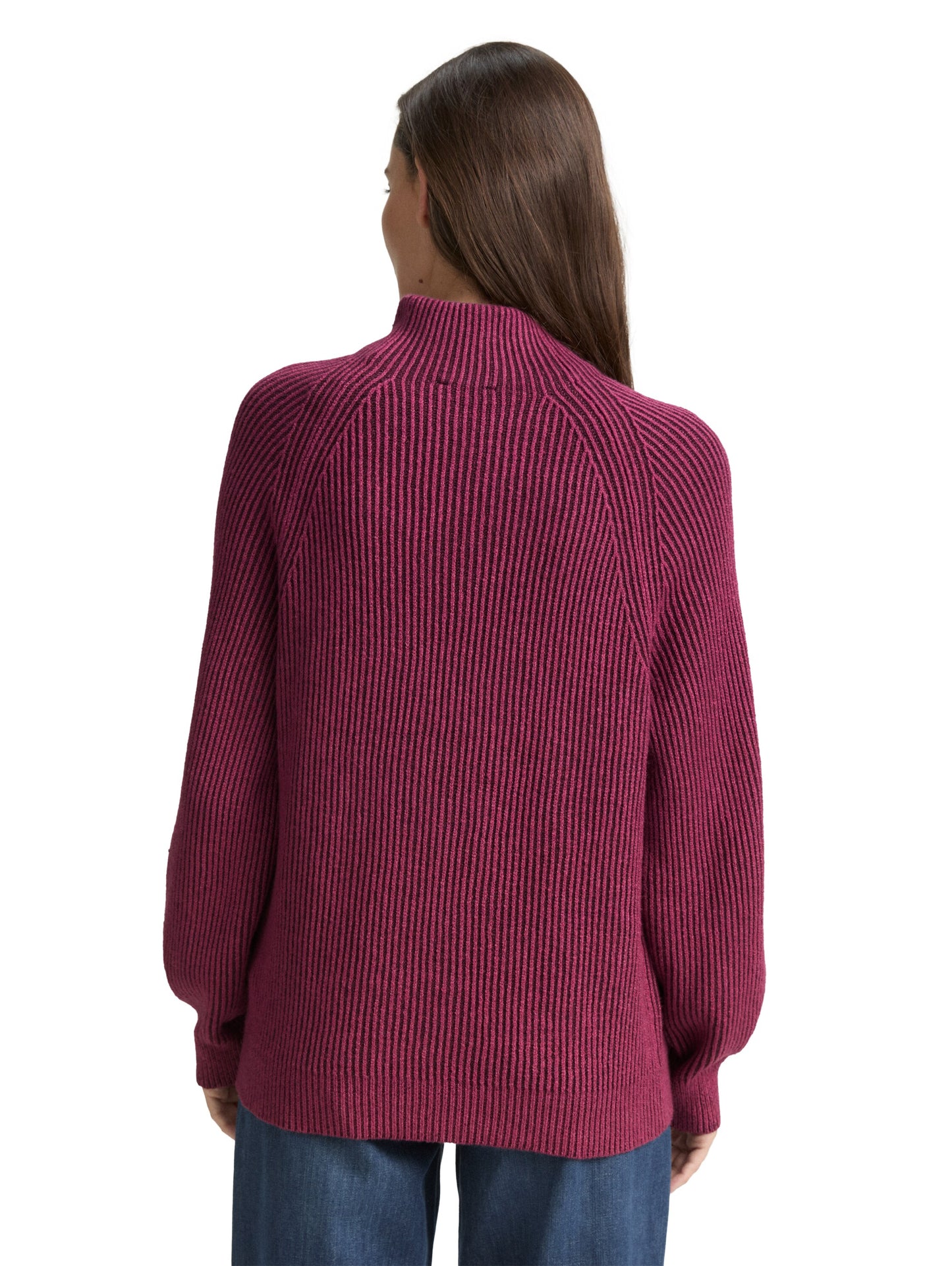Loose Fit Strickpullover mit Stehkragen