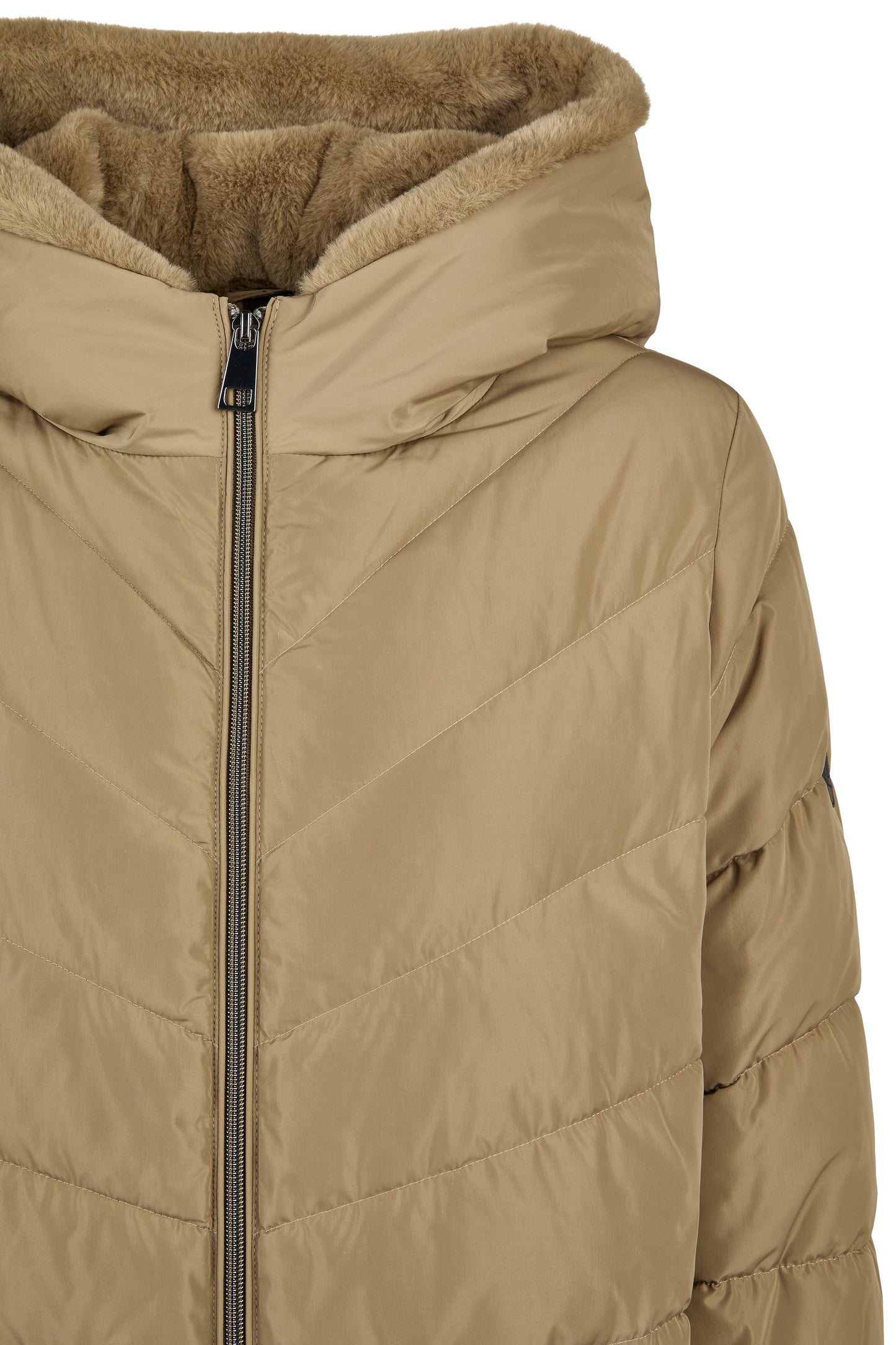 Mantel Down Free mit Kapuze und Webpelz