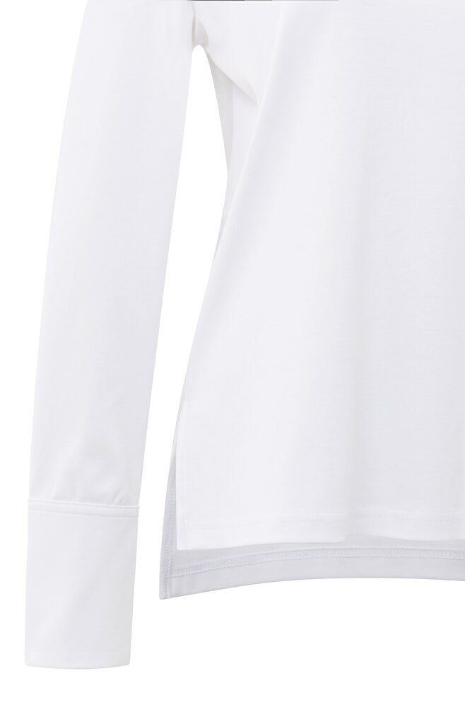Long sleeve jersey top with wo, PURE WHITE