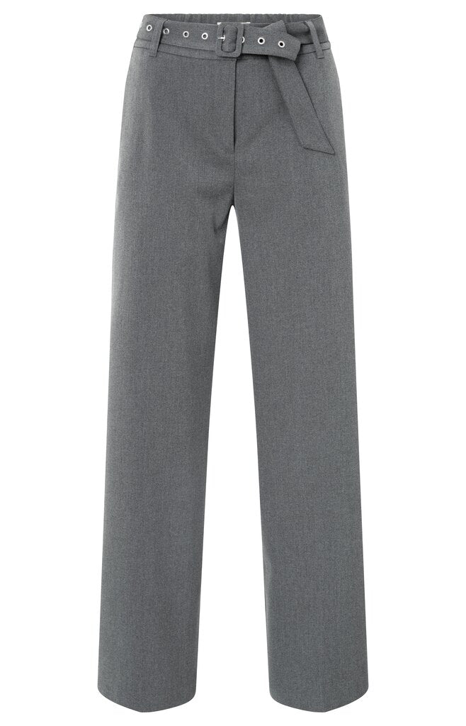 Woven wide leg trousers with, ANTHRACITE MELANGE