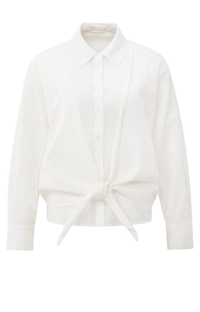 Layered blouse with knot, OFF WHITE