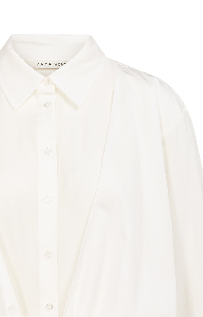 Layered blouse with knot, OFF WHITE