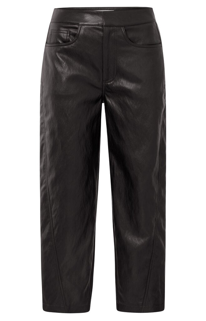 Faux leather carrot fit trouse, ANTHRACITE BROWN