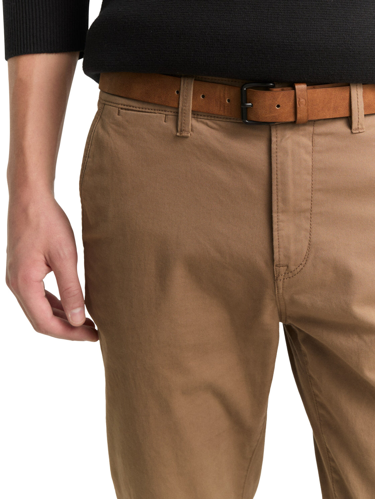 Slim Chino with belt, Honey Camel beige