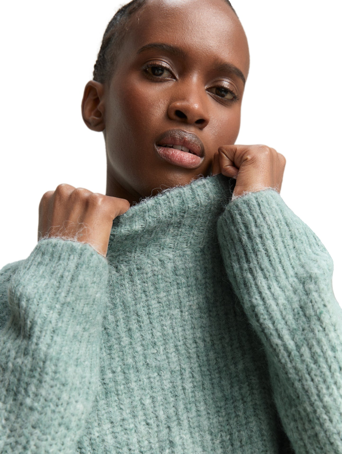 Relaxed Fit Strickpullover mit Stehkragen