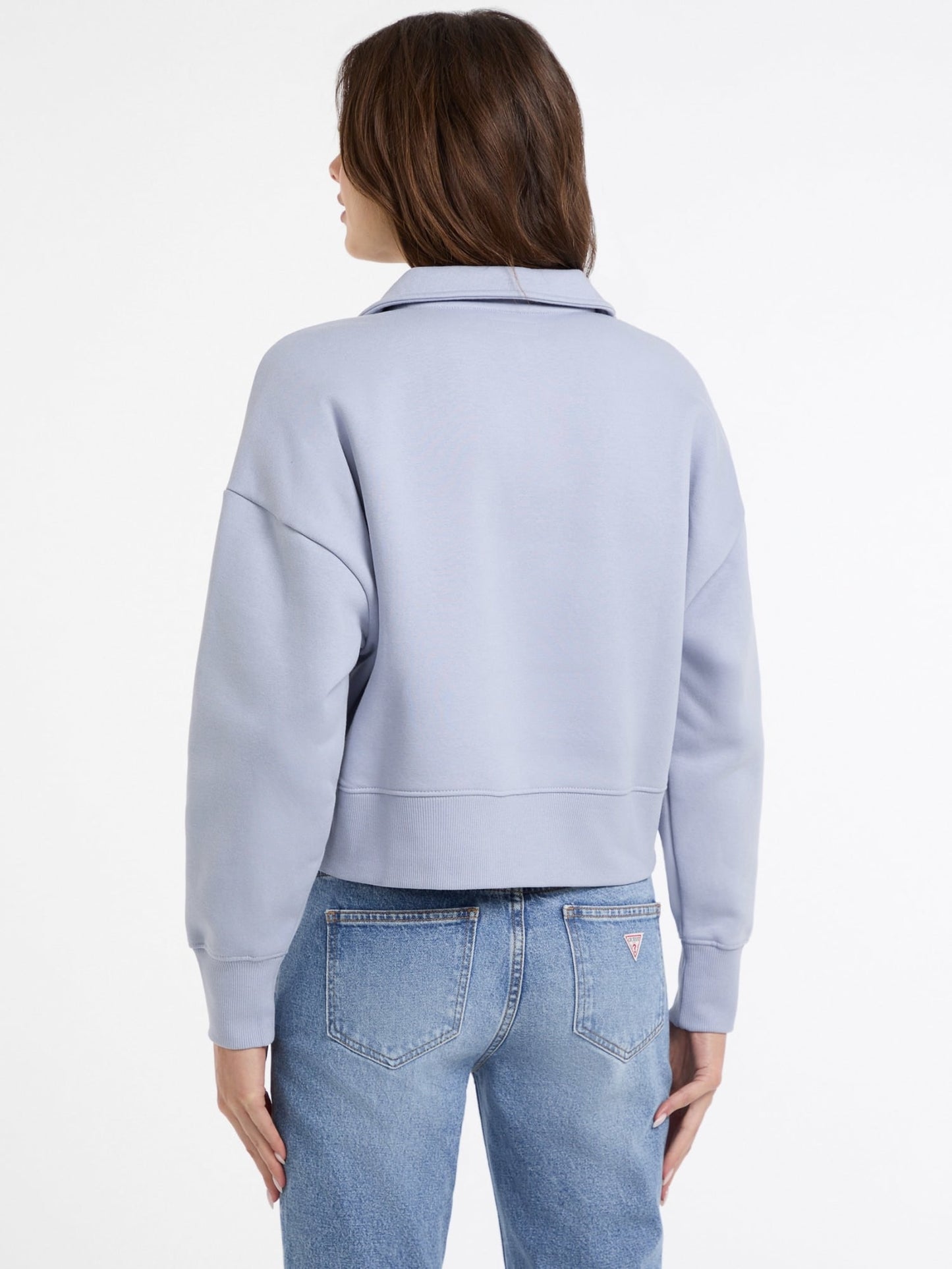 GJ NOTCHED COLLAR CROP SWEAT