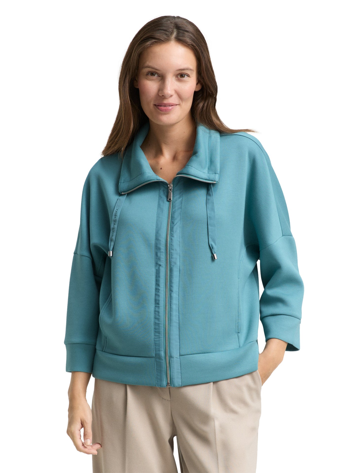 Boxy Fit Scuba Sweatjacke