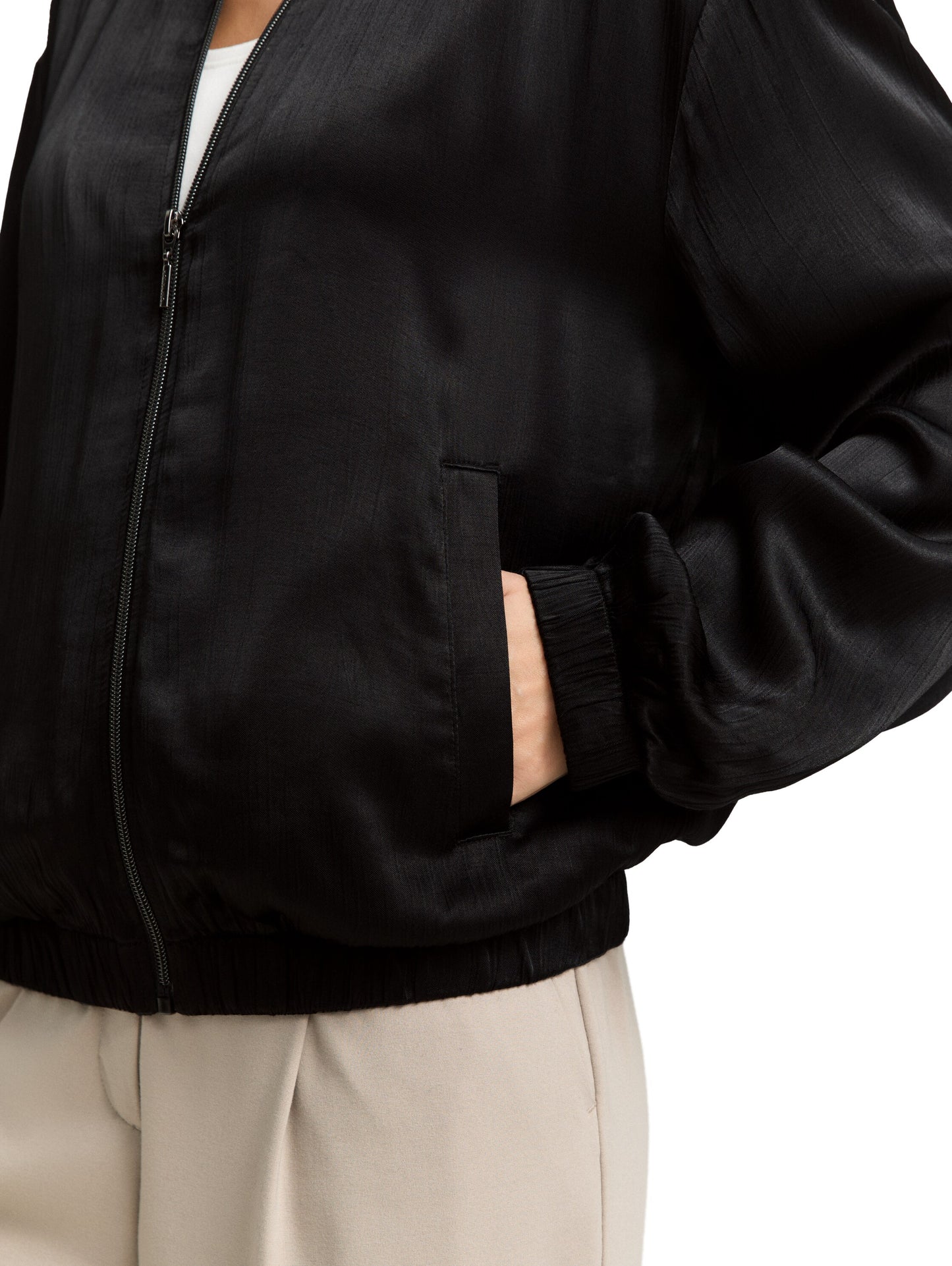 Oversize Satin Bomber Jacke