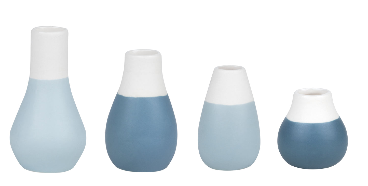 LIVING Mini Pastellvasen 4er Set blau dia 4cm Höhe 4,5-8cm,