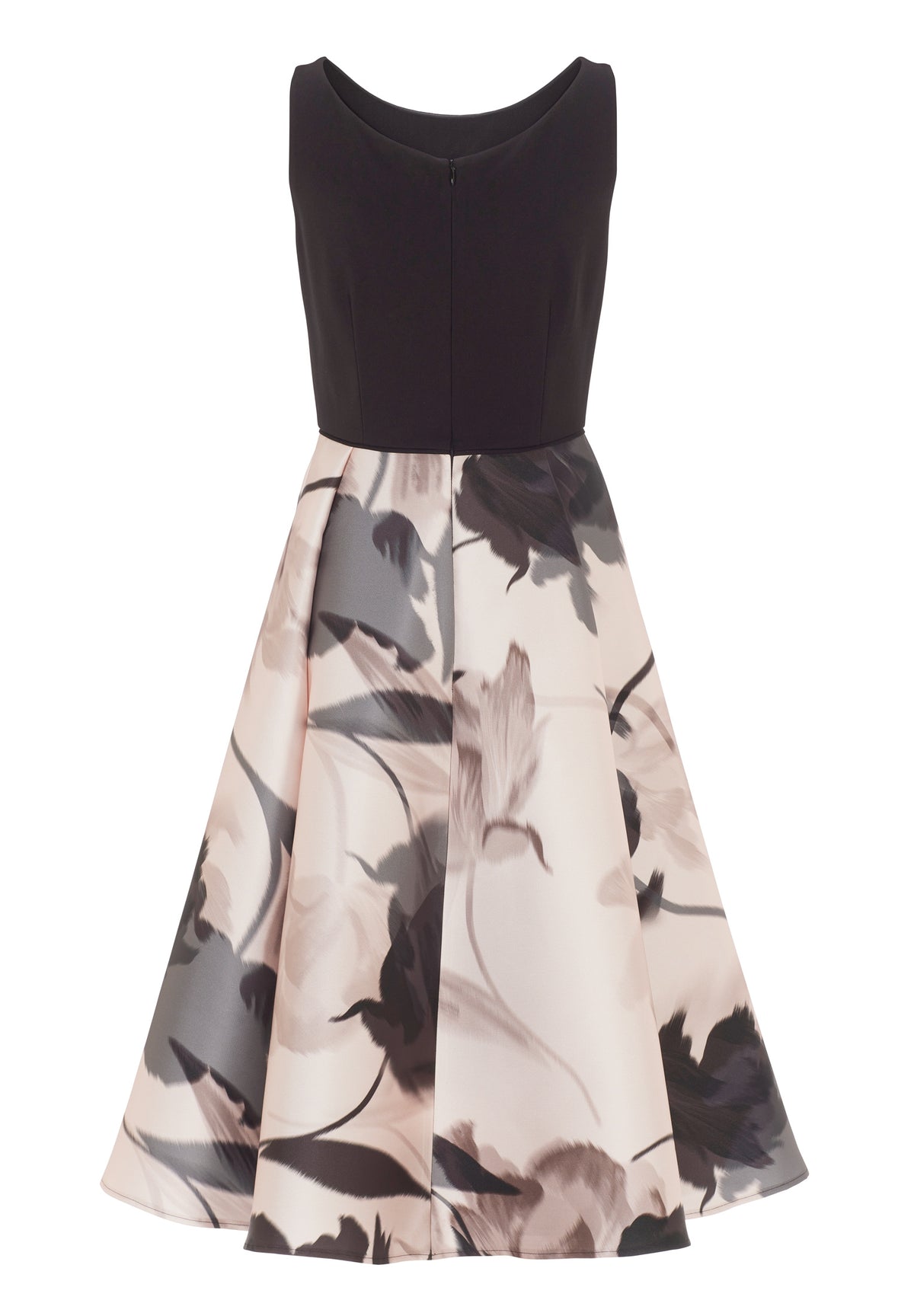 Cocktail Kleid aus bedrucktem Twill mit Scuba Oberteil