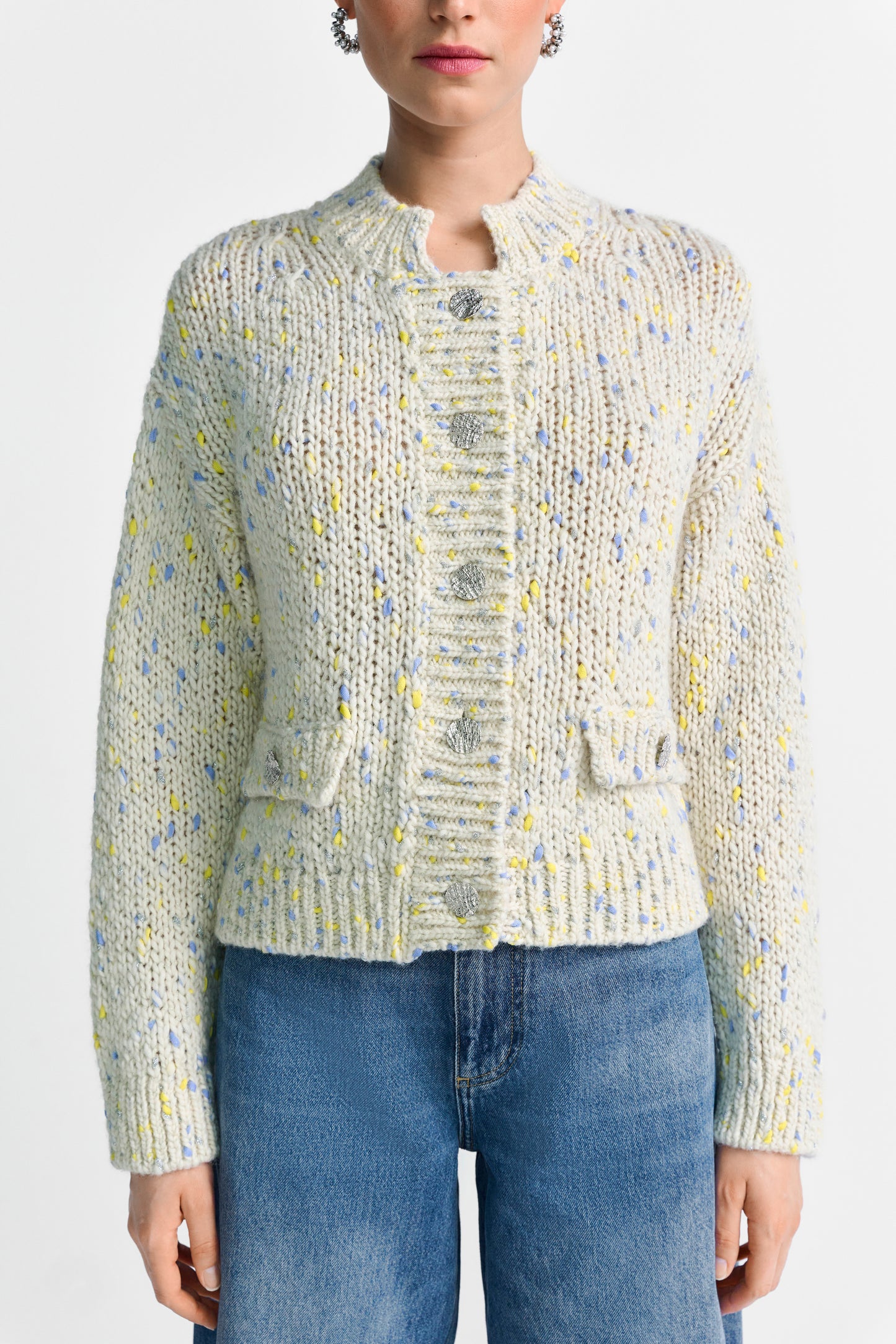 Boxy Neps Yarn Cardigan