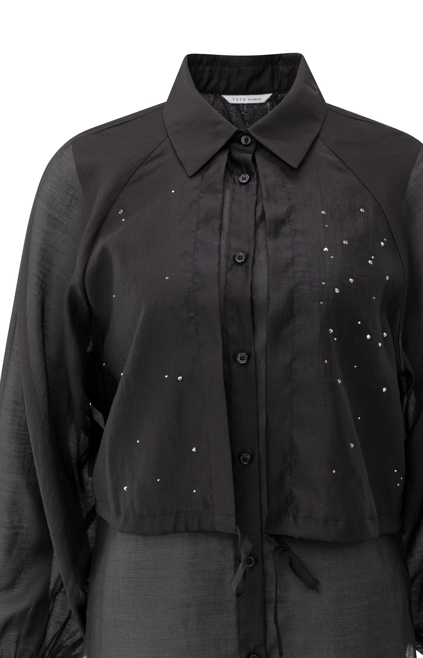 Bluse mit Verzierungen, BLACK