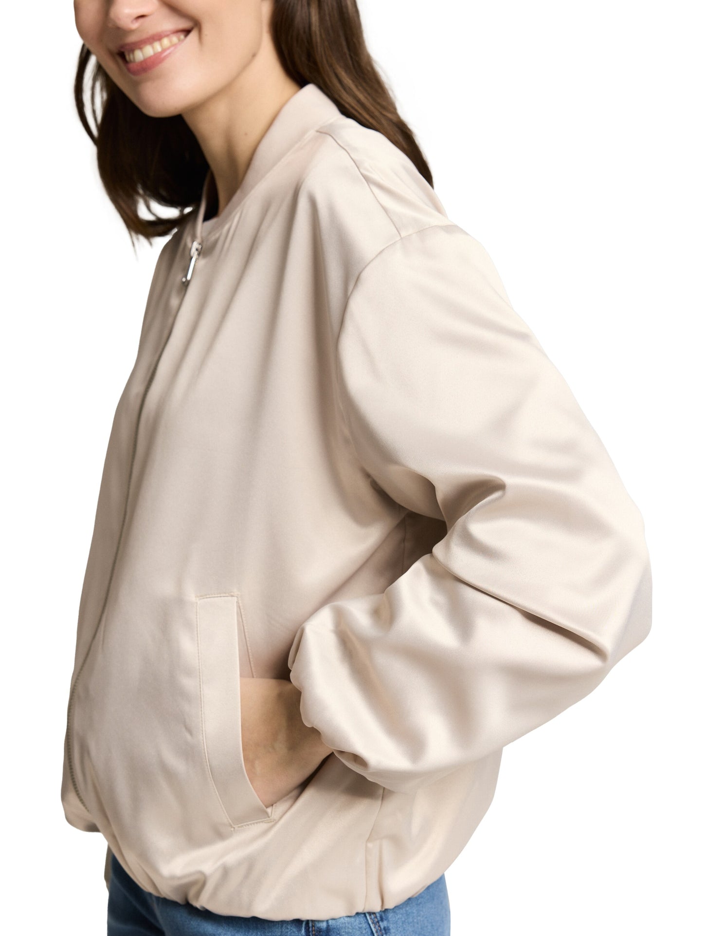 Satin Blouson Jacke mit Bomberkragen