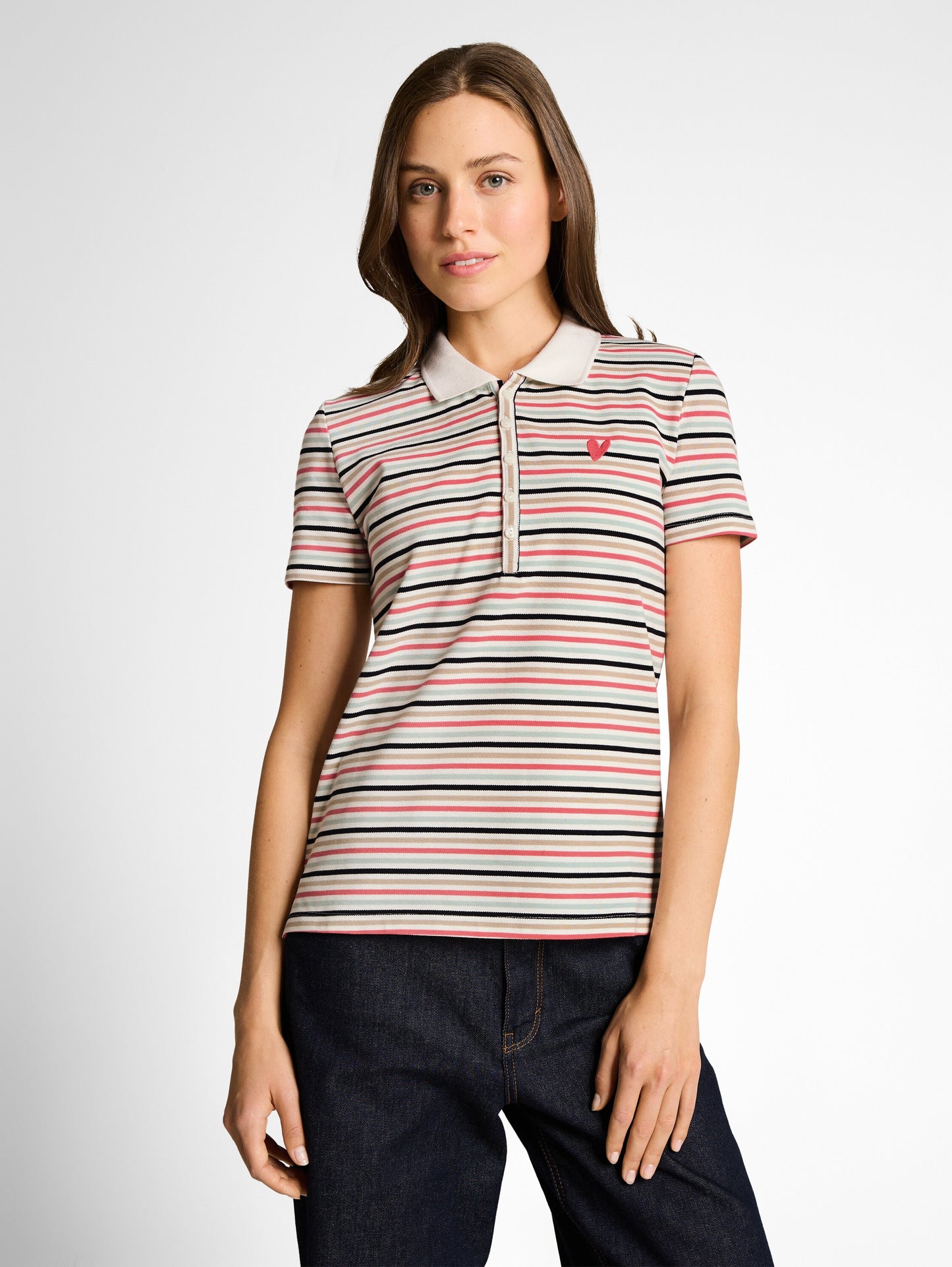 Piqué Poloshirt mit Streifenmuster