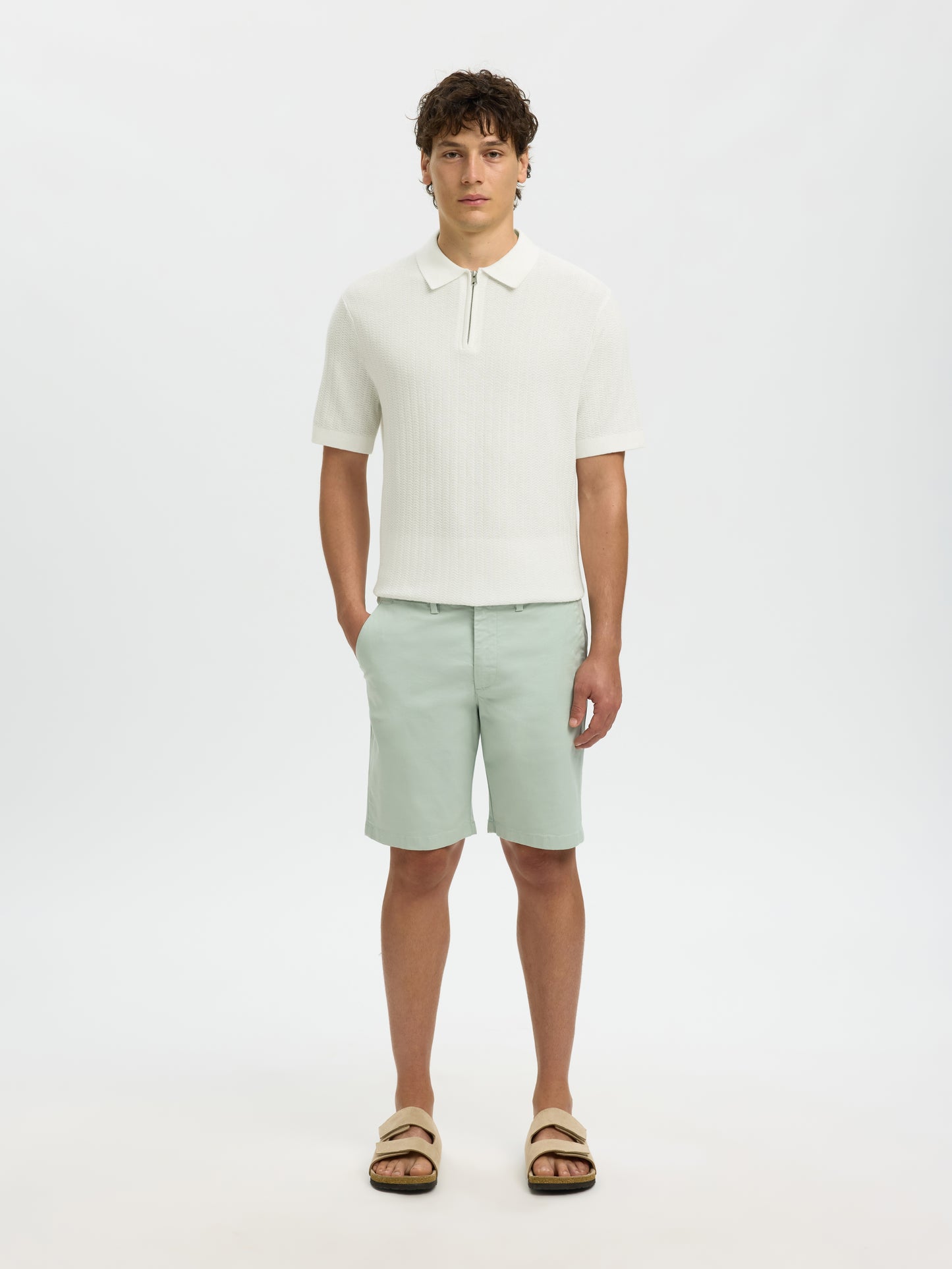 SLMCRAN SS KNIT STRUCTURE ZIP POLO NOOS