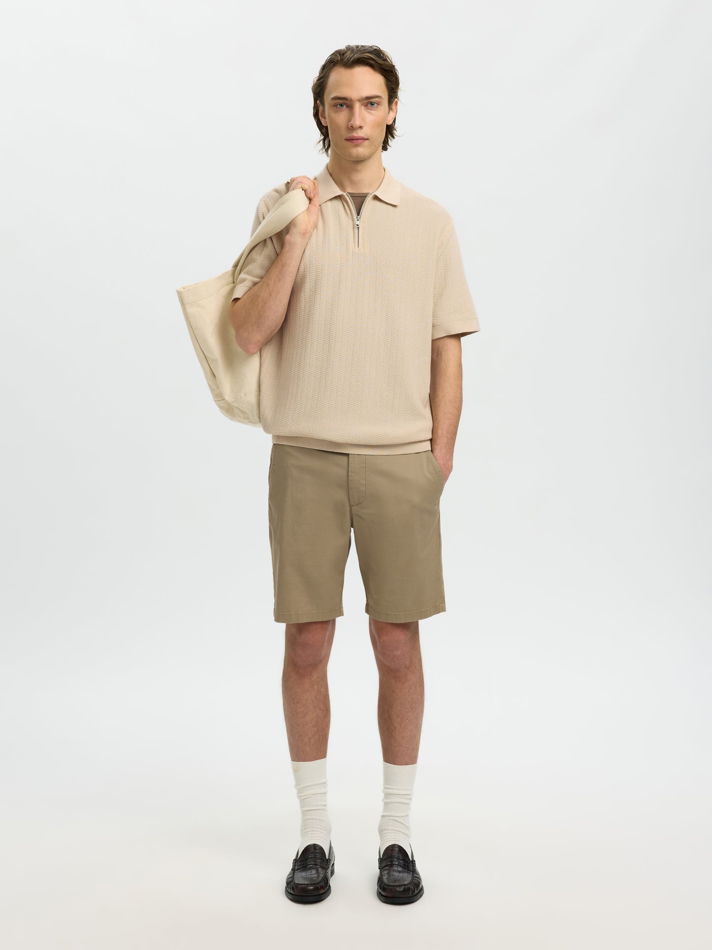 SLMCRAN SS KNIT STRUCTURE ZIP POLO NOOS