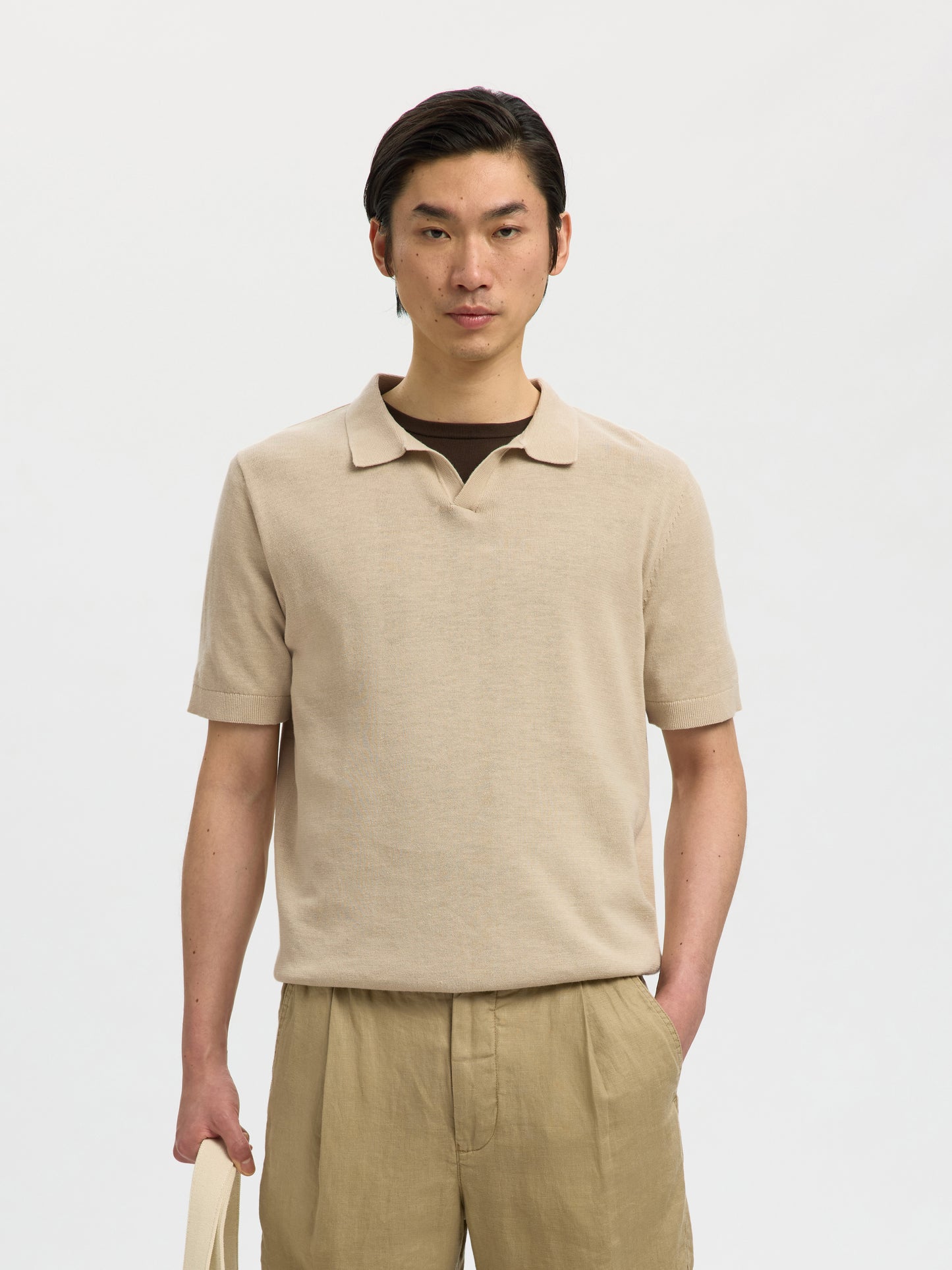 SLHMATTIS SS LINEN BLEND OPEN POLO NOOS