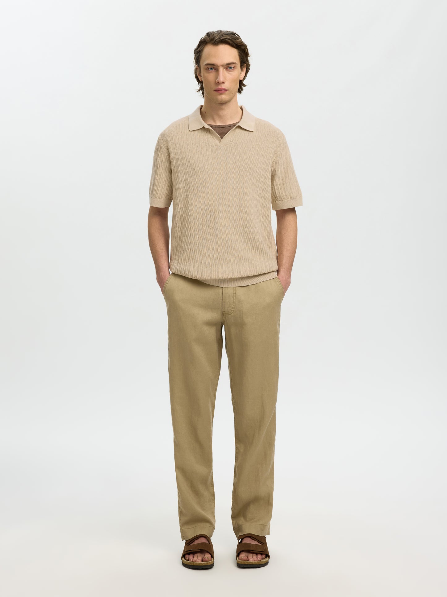SLHMATTIS SS LINEN BLEND STRUC POLO NOOS