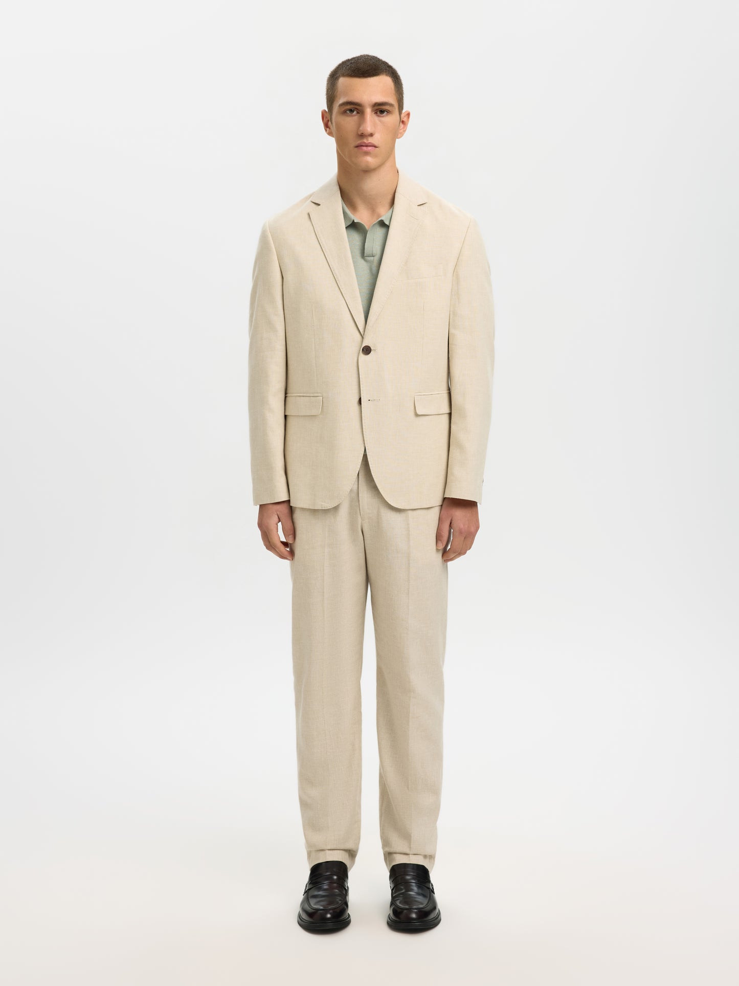 SLHMATTIS SS LINEN BLEND OPEN POLO NOOS