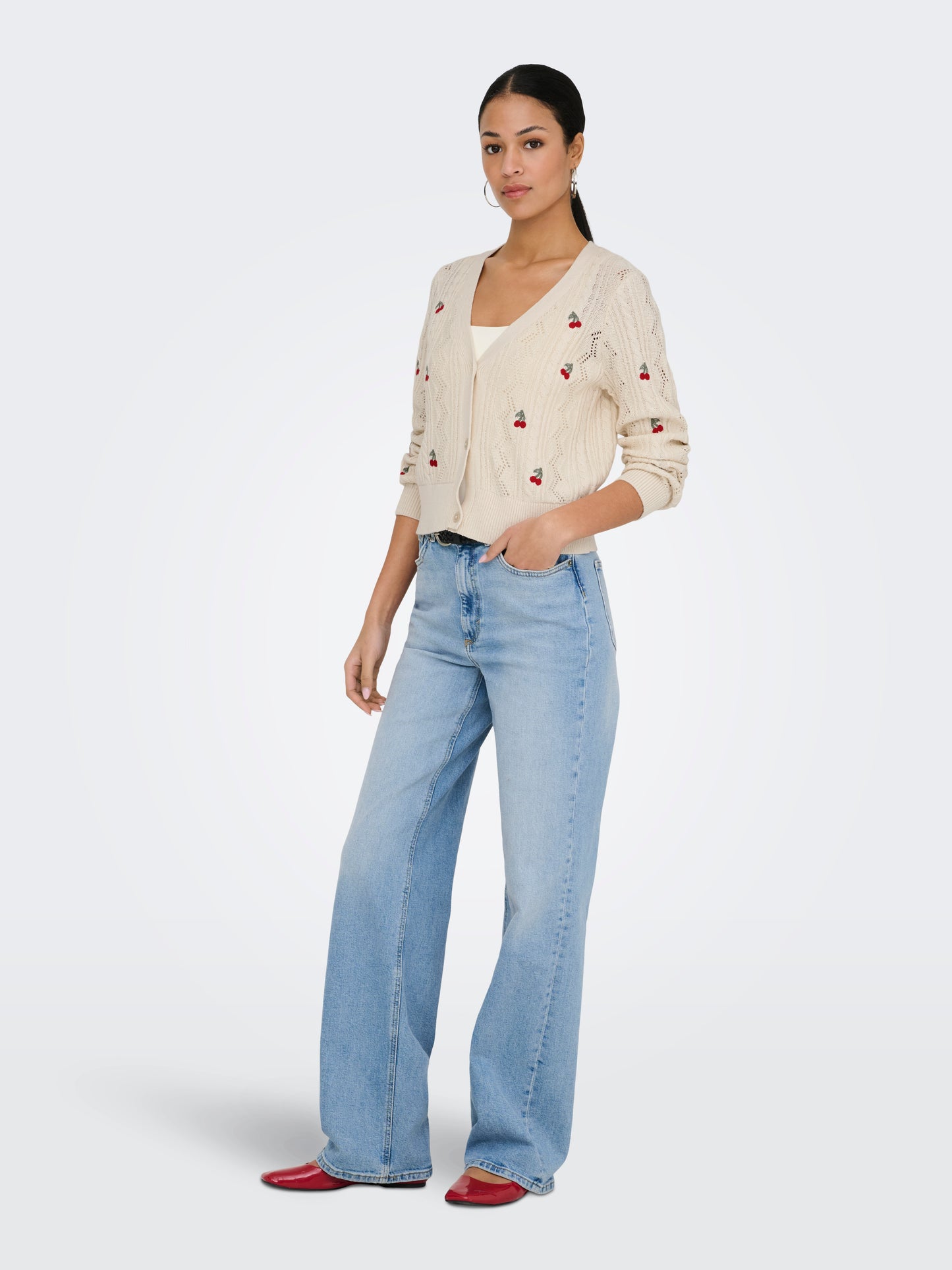 ONLBIRTIE LS EMB V-NECK CARDIGAN NCA KNT