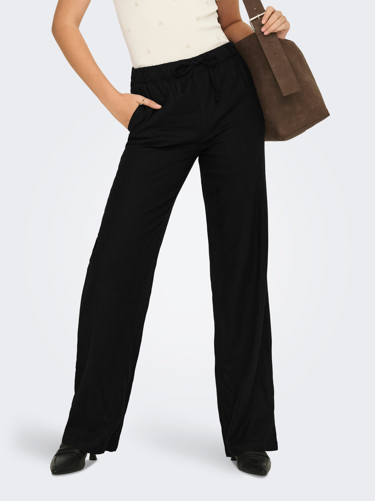 ONLGOA MW LINEN BL PULL-UP PANT CC PNT