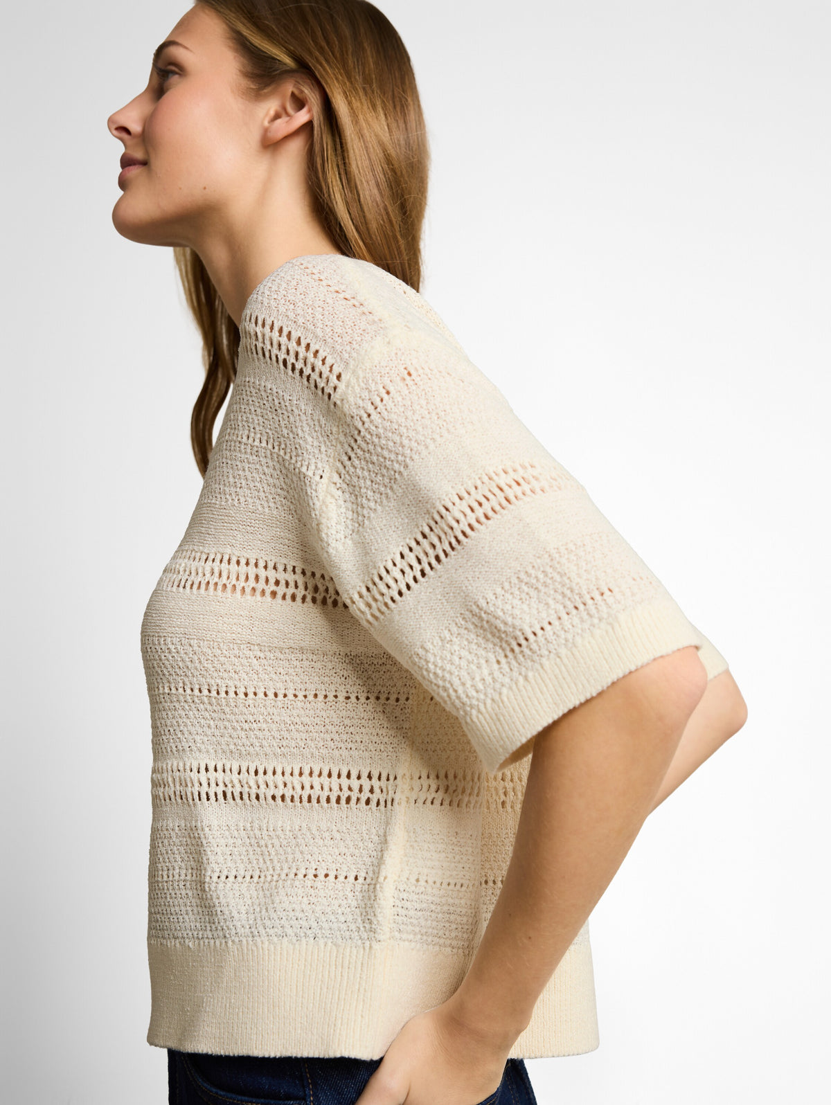 Relaxed Fit Strickpullover mit Lochmuster