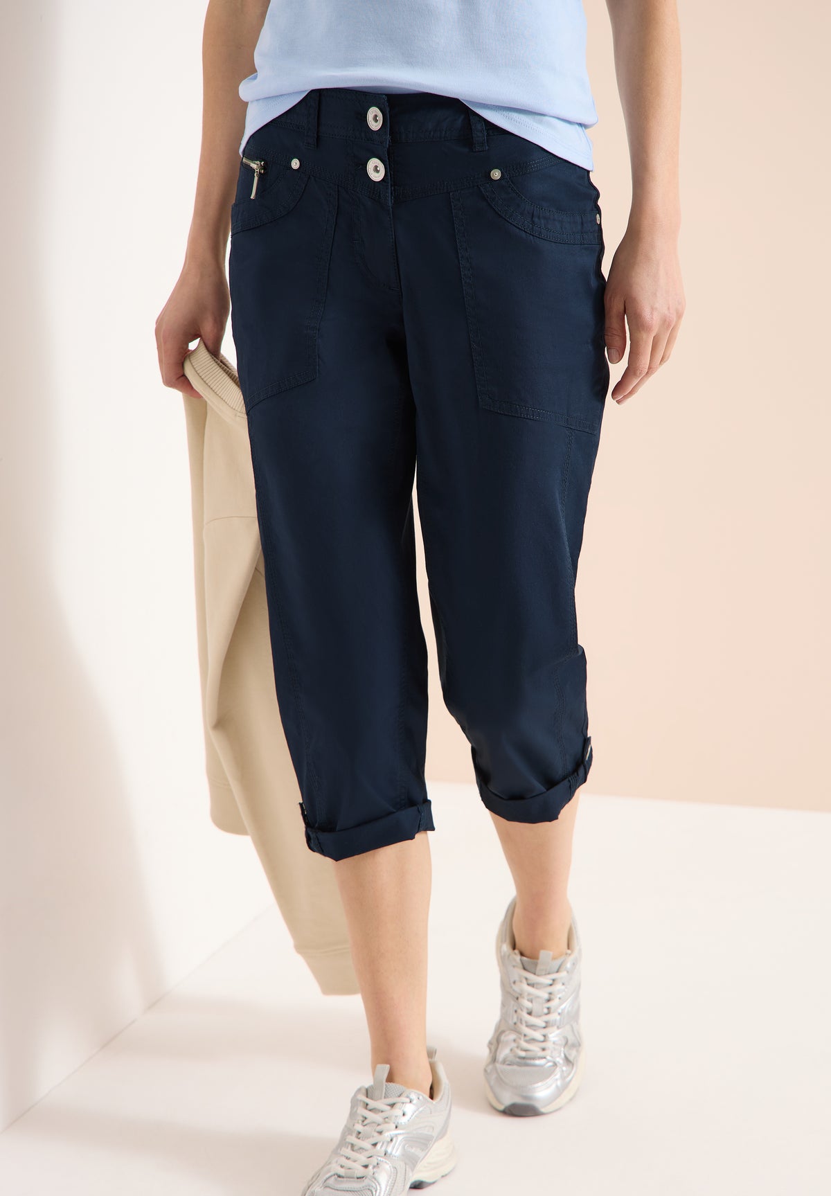 3/4 Mid Waist Casual Fit Hose mit Turn Up