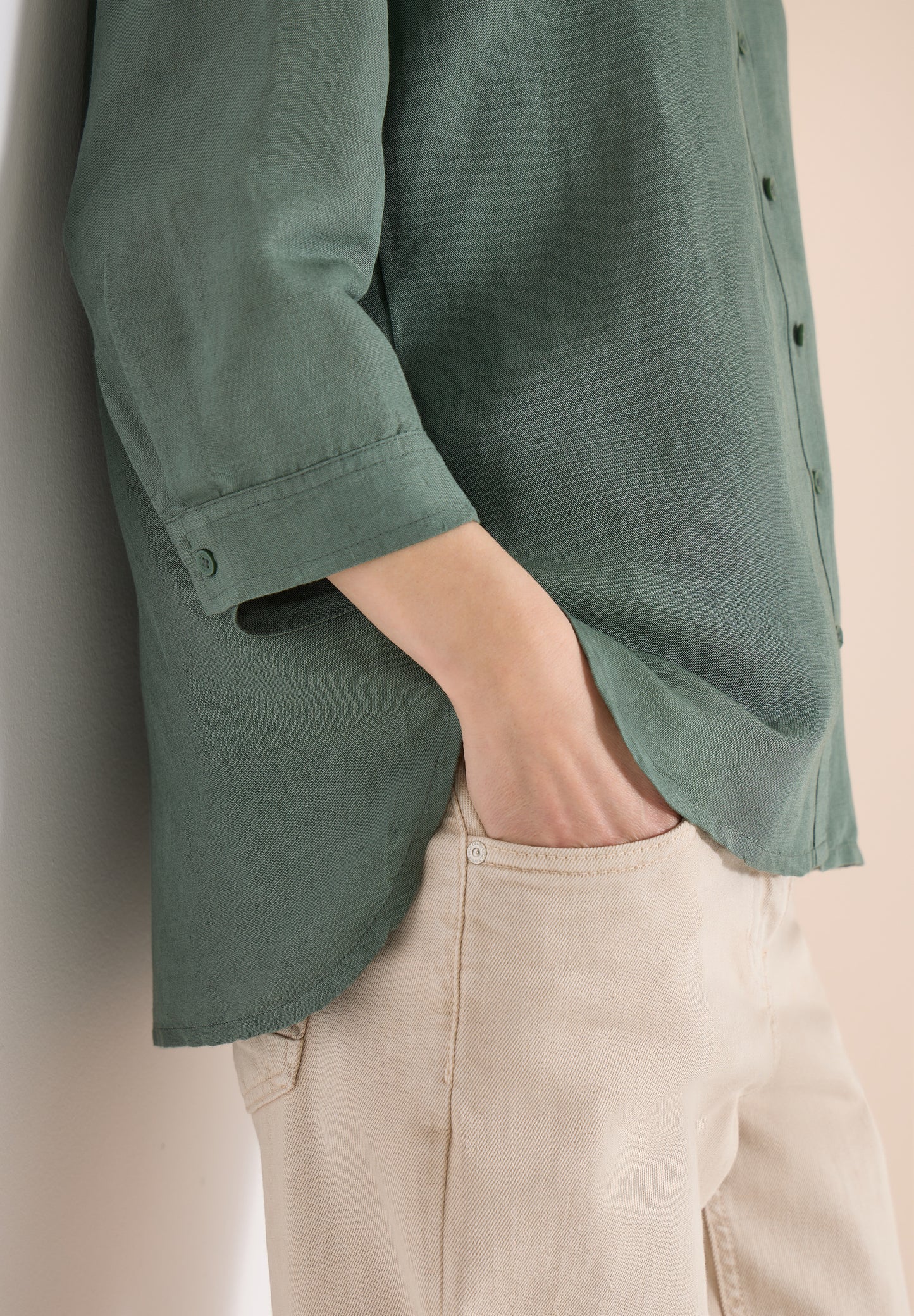 3/4-Arm Bluse aus Leinenmix
