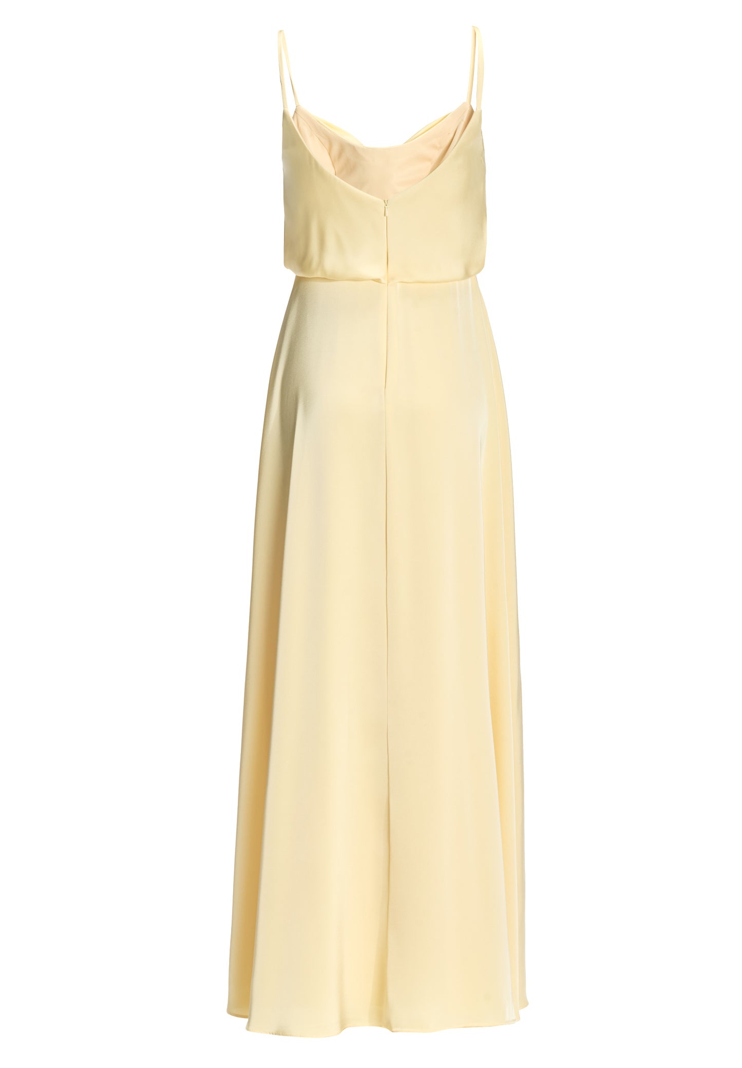 Abendkleid aus Satin mit angedeutetem Wasserfallausschnitt