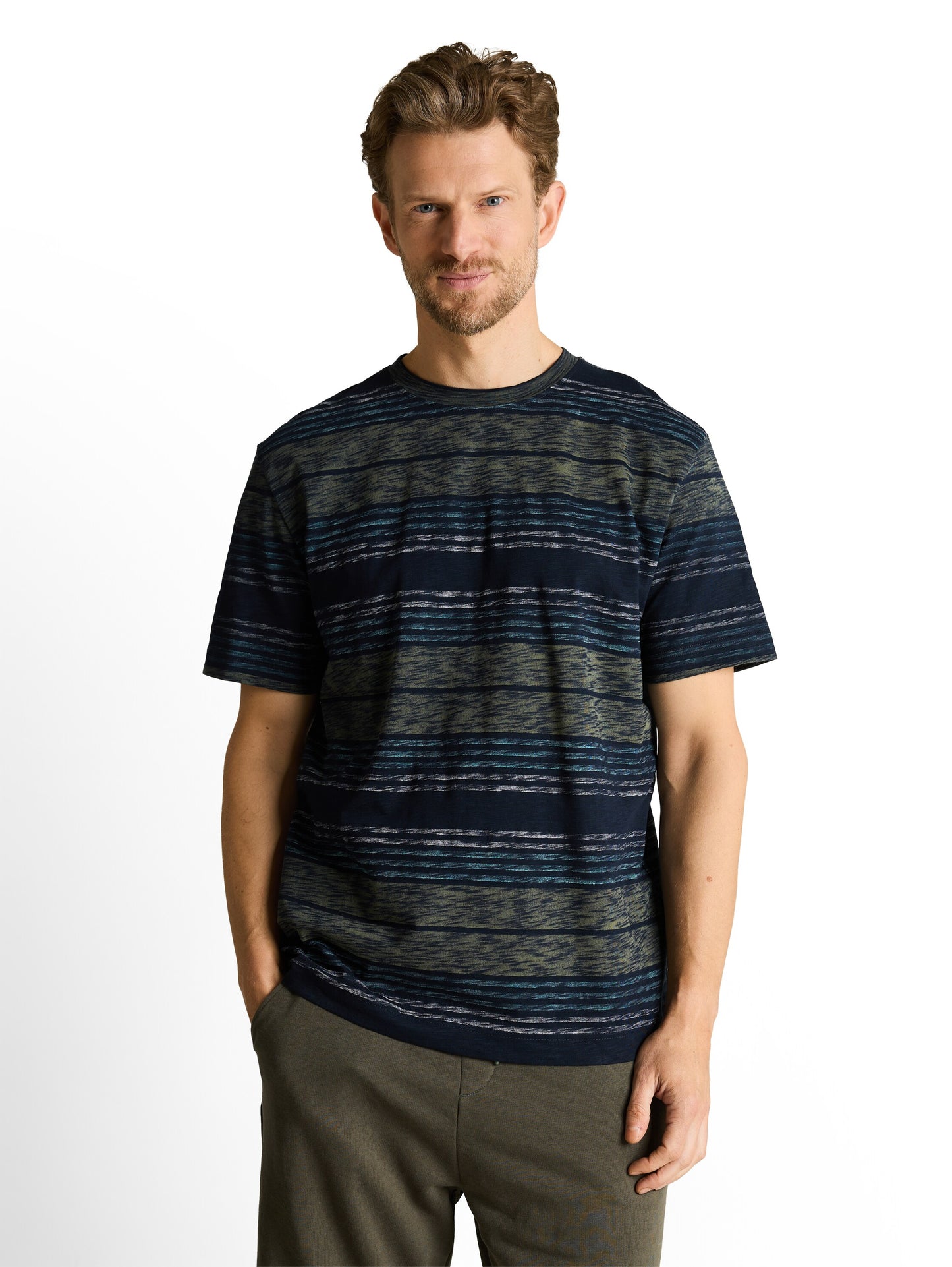 T-Shirt mit Inside-Out Streifenmuster