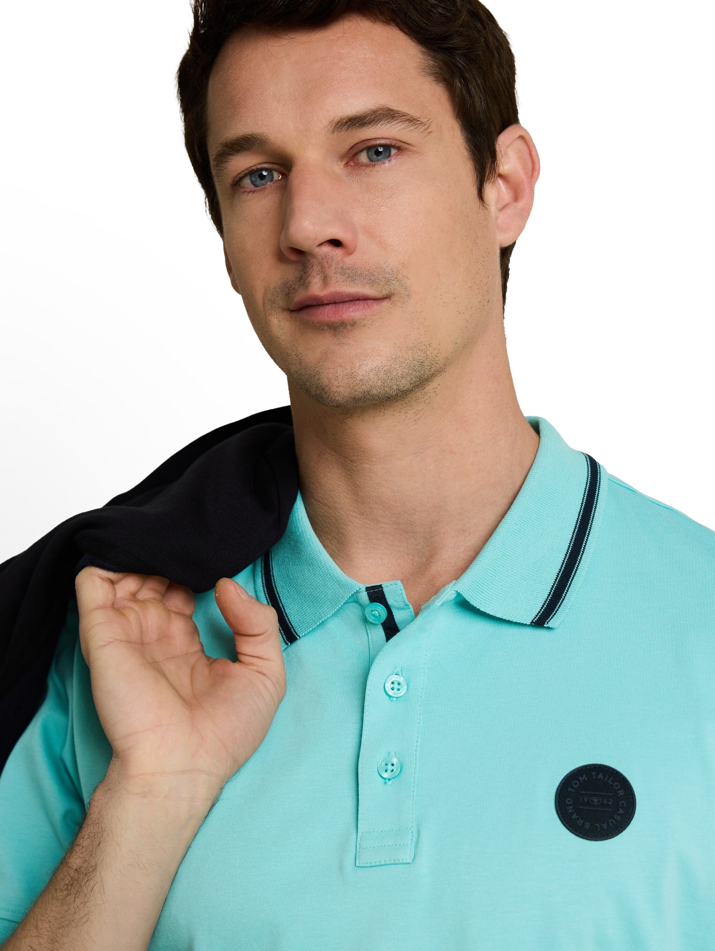 Jersey Poloshirt mit Logo-Badge