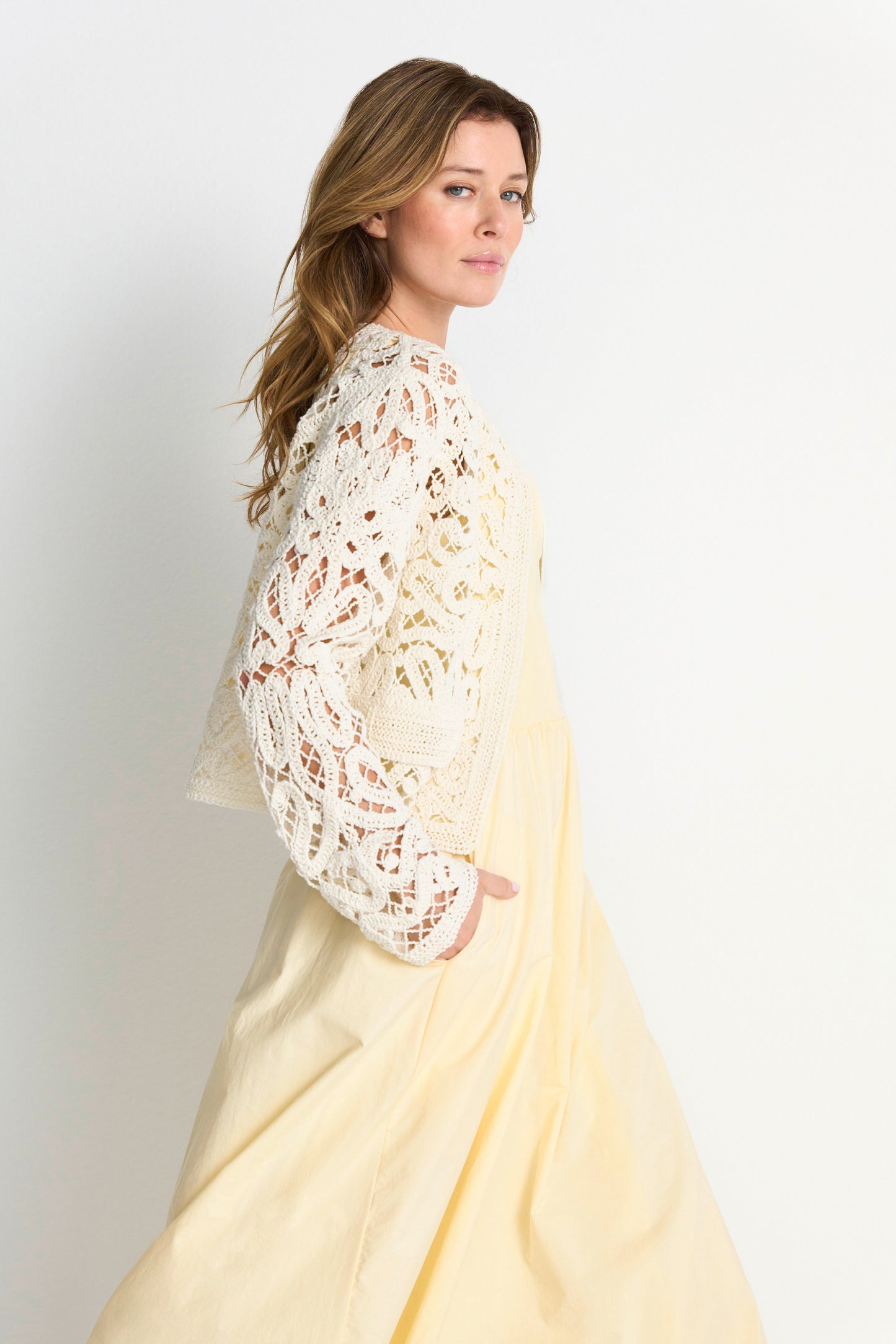 Cropped crochet jacket