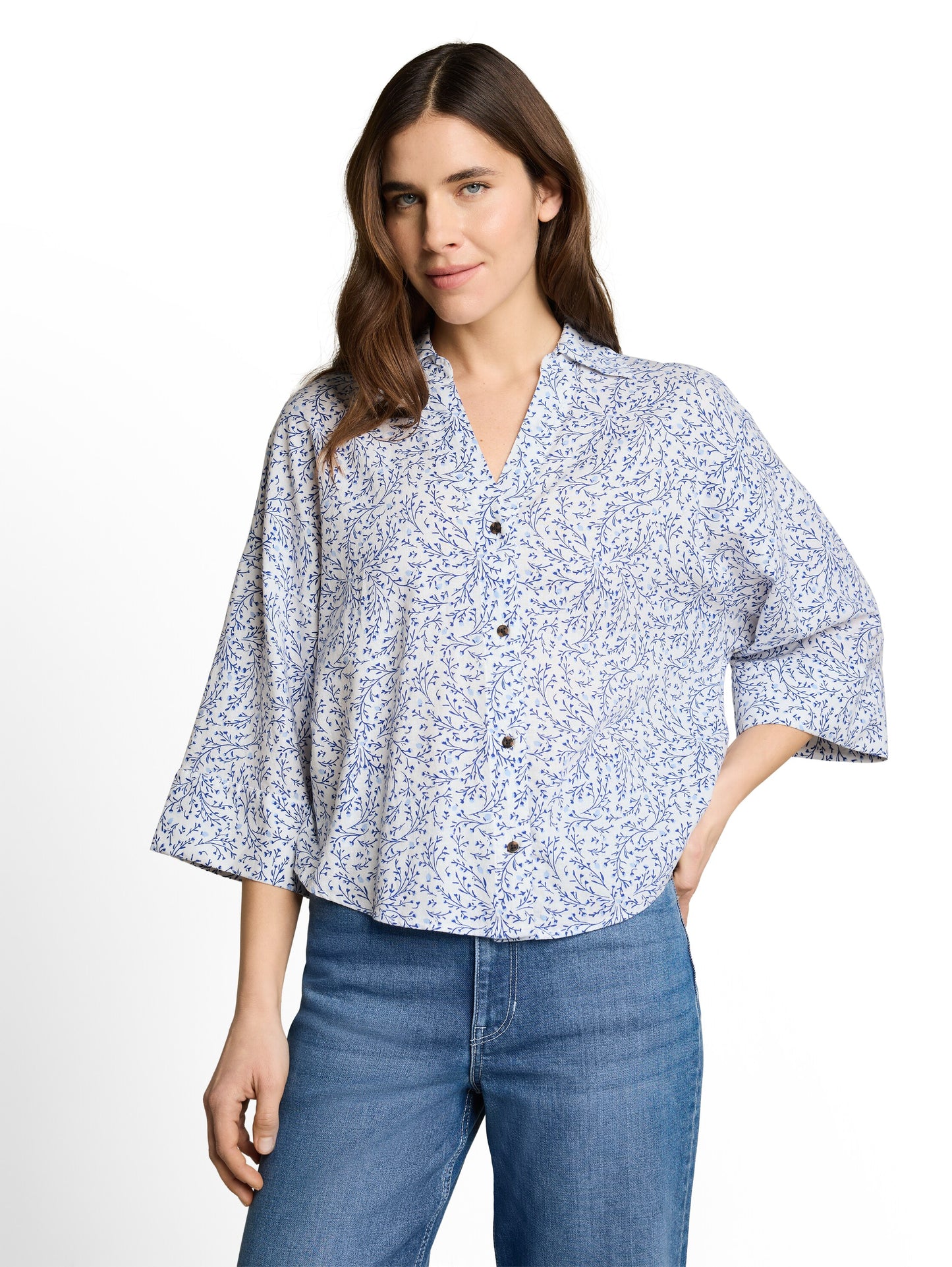 Oversize Bluse mit Leinenanteil