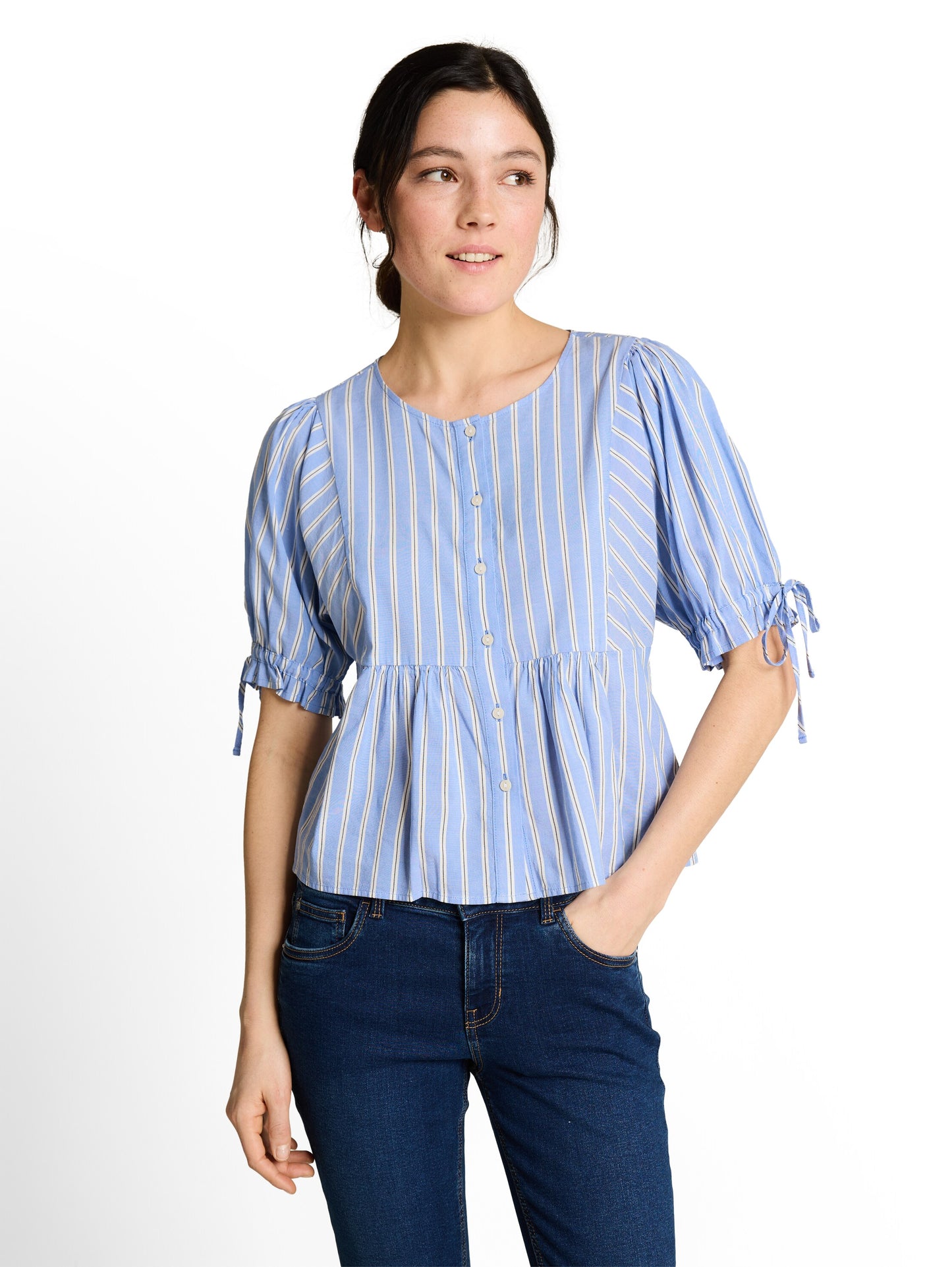 Bluse mit Streifen und Schleifendetails