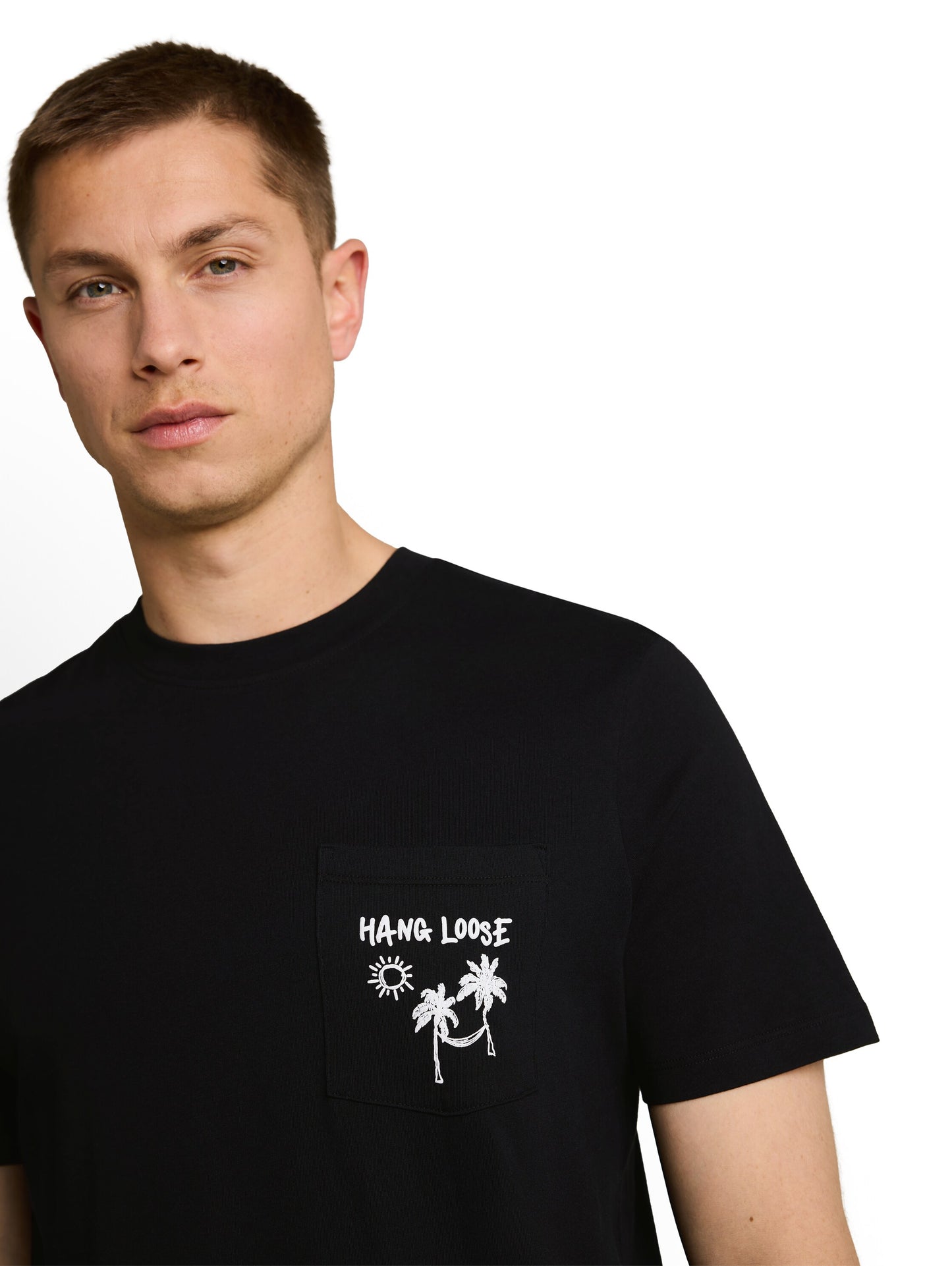 T-Shirt mit Brusttasche mit Print