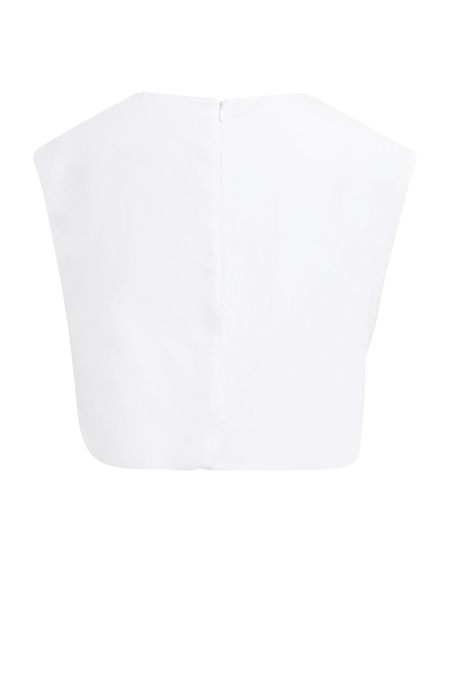 Linen short sleeve balloon top, PURE WHITE