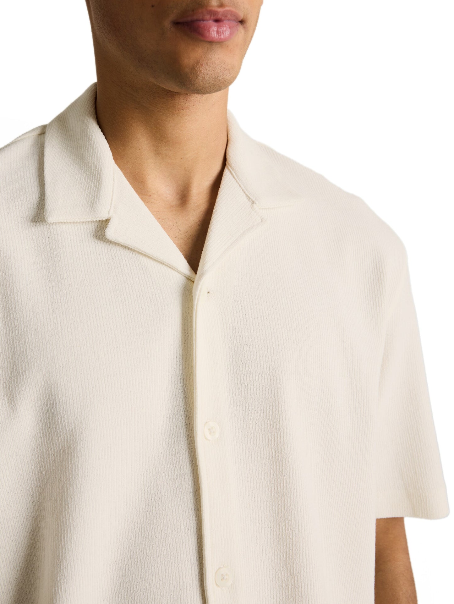 Loose Fit Kurzarmhemd mit Rippstruktur