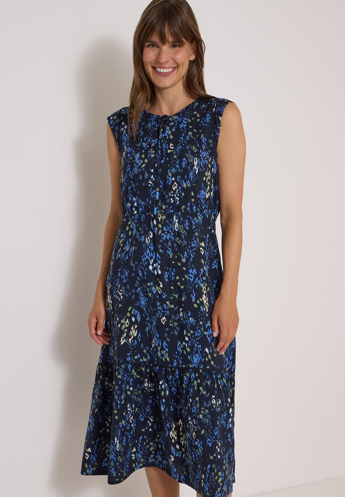 Midikleid mit Split Neck und Print