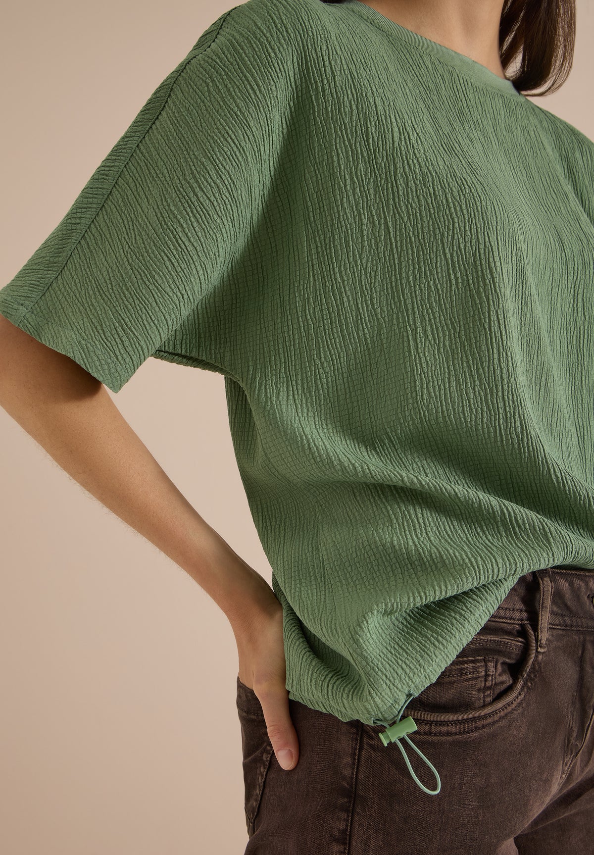 Dropped Shoulder Blusenshirt in Unifarbe