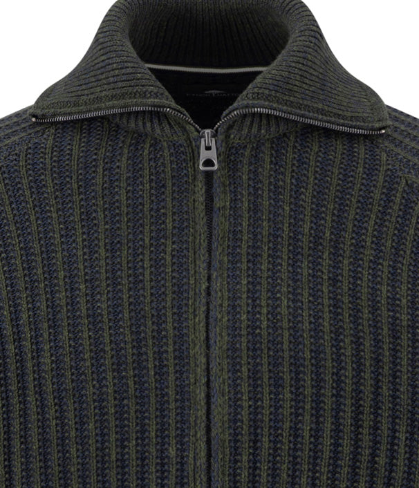 Zip Cardigan, 2-tone rib*RWS