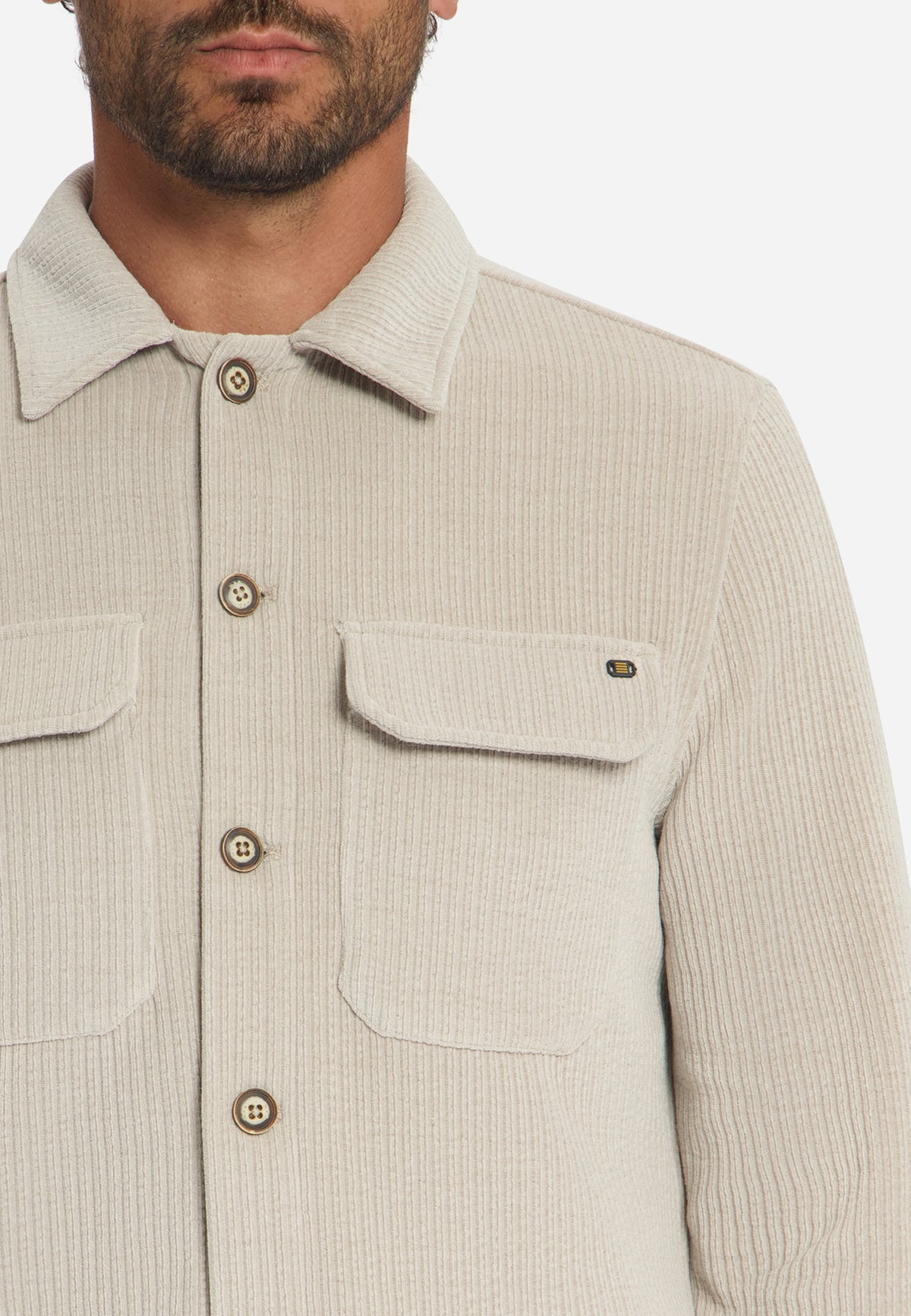 Overshirt Full Button Rib Sweat
