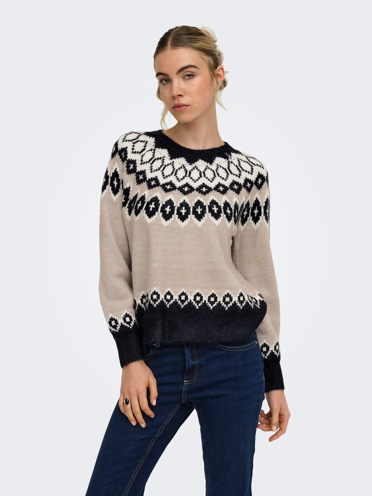 ONLRUSTY LS FAIR ISLE O-NECK BF KNT