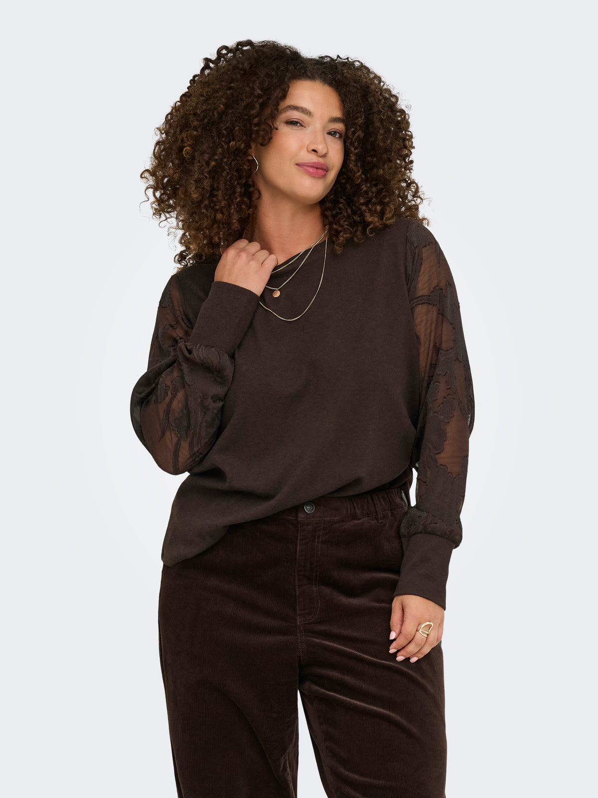 CARAMILLA L/S O-NECK MIX BLOUSE JRS