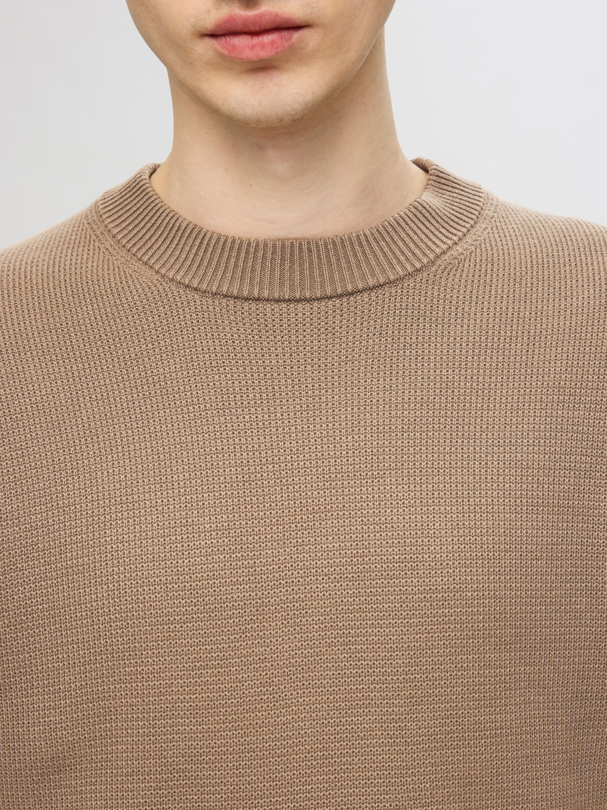 SLMDANE LS KNIT REG STRUC CREW NECK NOOS