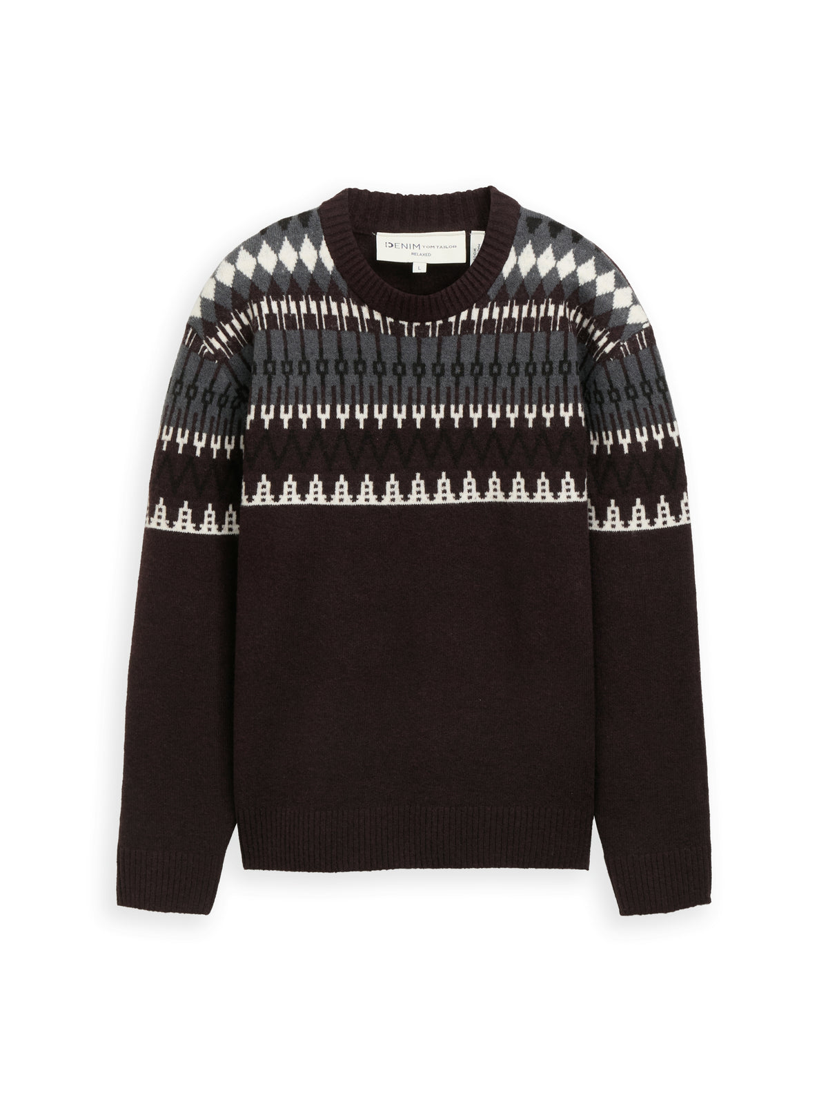 Relaxed Fit Norweger Strickpullover mit Wollanteil