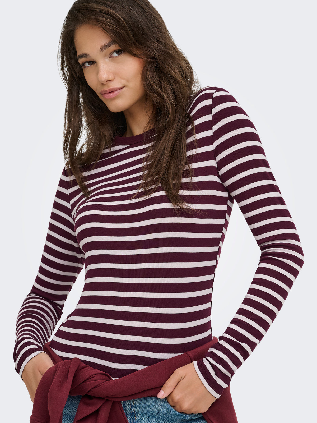 ONLEVIE L/S O-NECK STRIPE TOP JRS